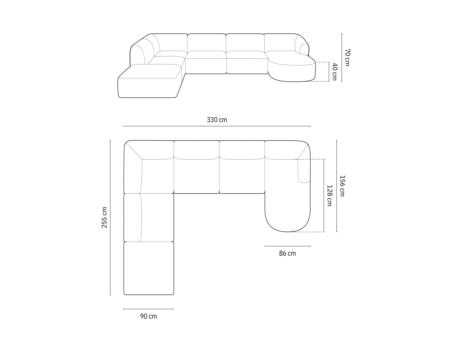 Erleben Sie das Campi Modular Panoramic Ecksofa links von Cosmopolitan Design – ein stilvolles 7-Sitzer Sofa für höchsten Komfort und modernes Wohnen.