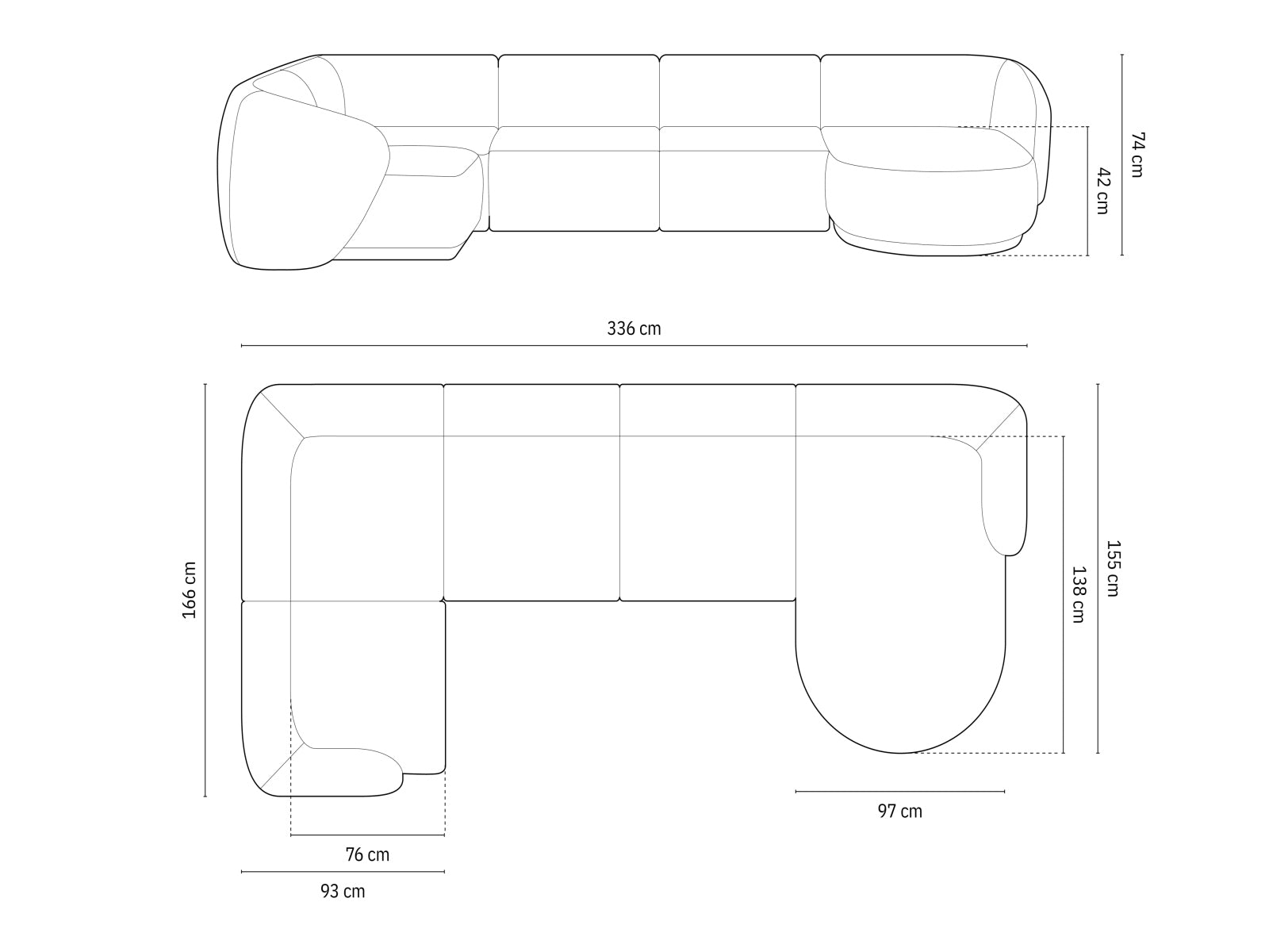 6-Sitzer Panoramic Ecksofa links Gomera in Beige-Salvador präsentiert im Onlineshop von KAQTU Design AG. Ecksofa links ist von Cosmopolitan Design