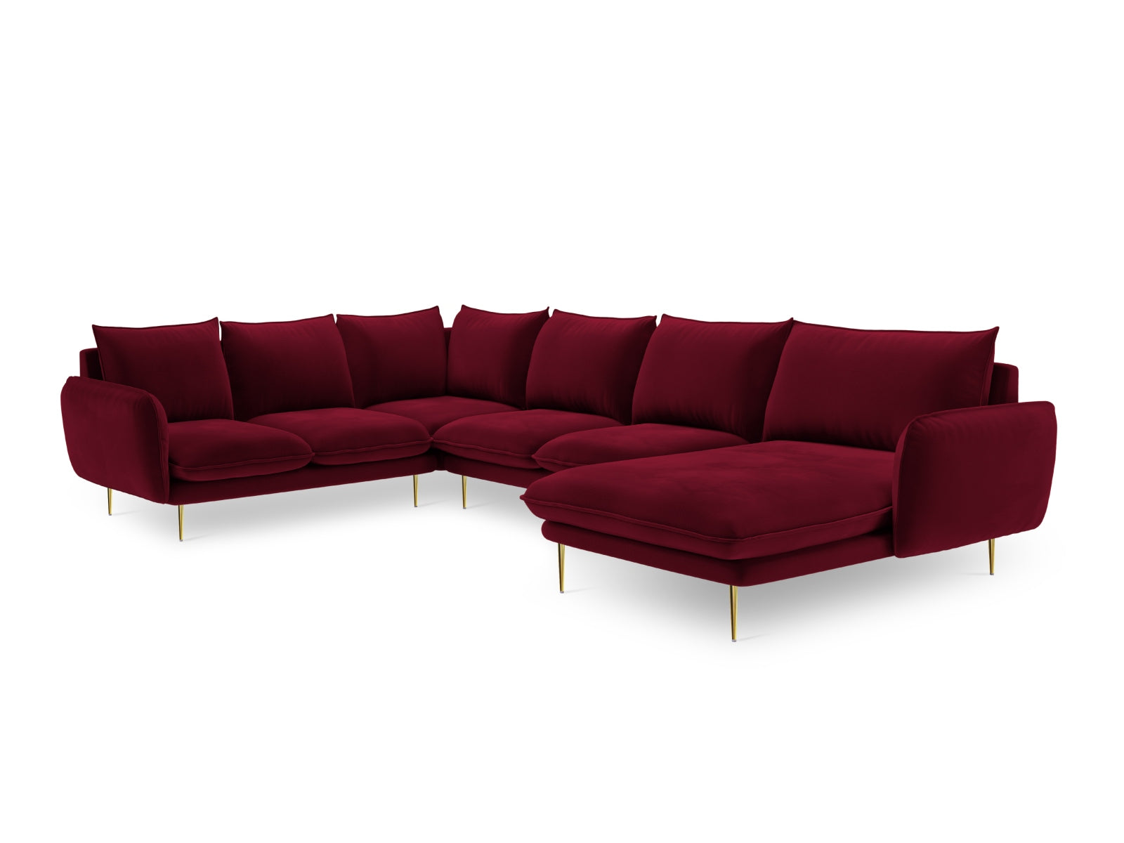 Entdecken Sie das elegante Vienna Velour Panoramic Ecksofa links – ein 7-Sitzer mit 235 cm, das Komfort und modernes Design vereint.