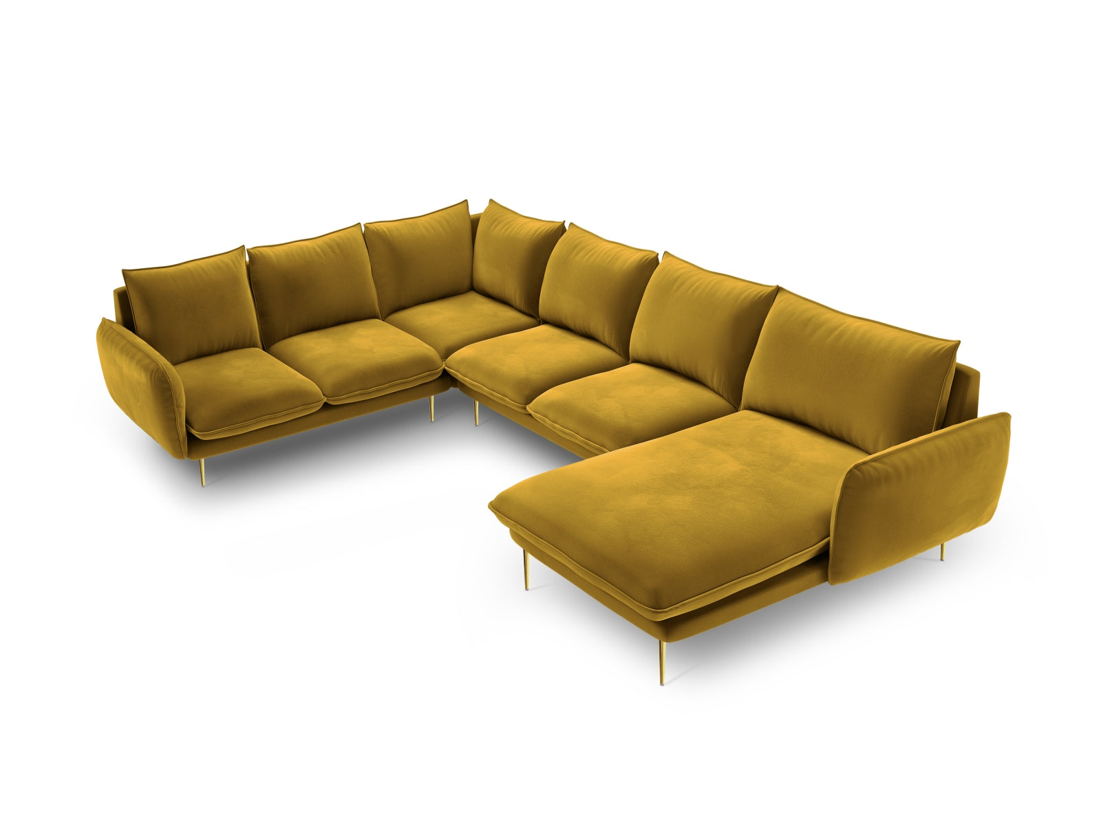 Vienna Velour Panoramic Ecksofa links 7 Sitzer 235cm in Yellow/Gold präsentiert im Onlineshop von KAQTU Design AG. Ecksofa links ist von Cosmopolitan Design