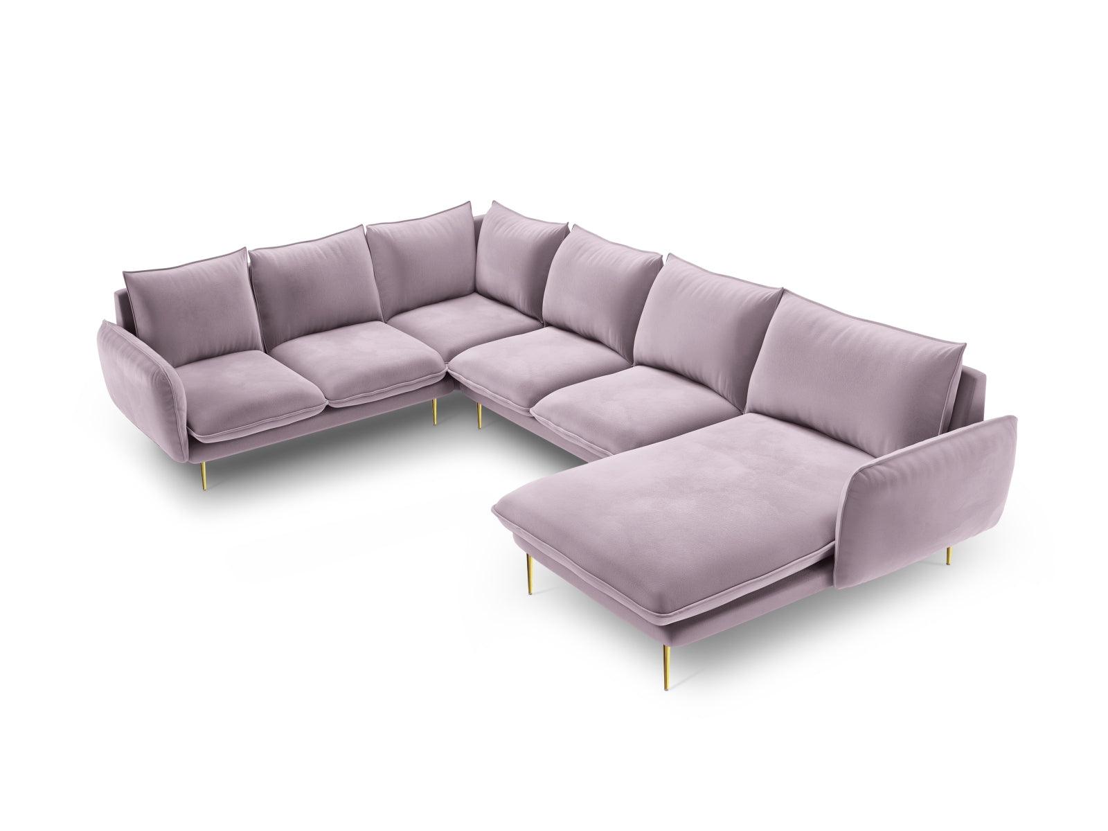 Vienna Velour Panoramic Ecksofa links 7 Sitzer 235cm in Lavender/Gold präsentiert im Onlineshop von KAQTU Design AG. Ecksofa links ist von Cosmopolitan Design