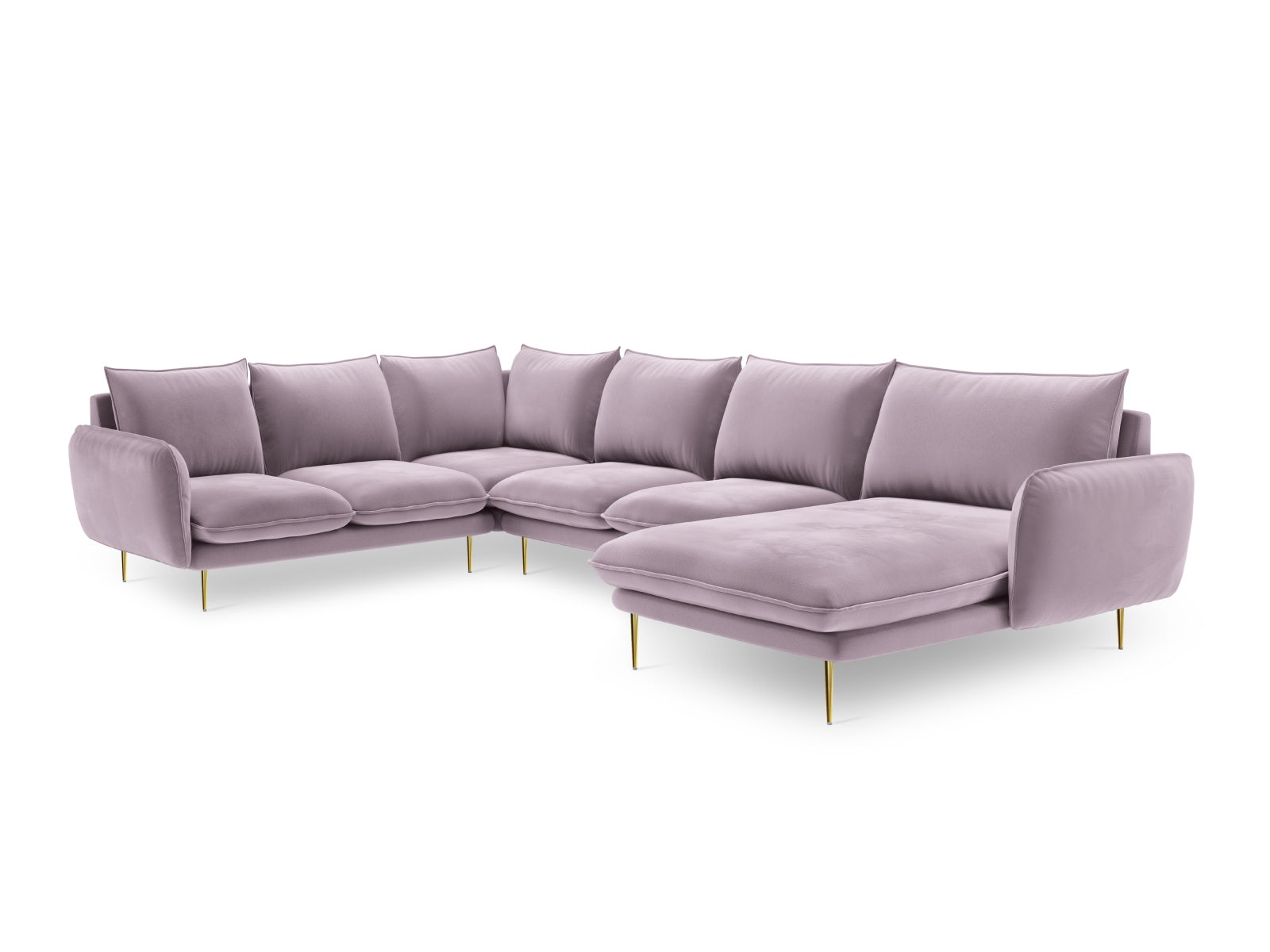Entdecken Sie das elegante Vienna Velour Panoramic Ecksofa links – ein 7-Sitzer mit 235 cm, das Komfort und modernes Design vereint.