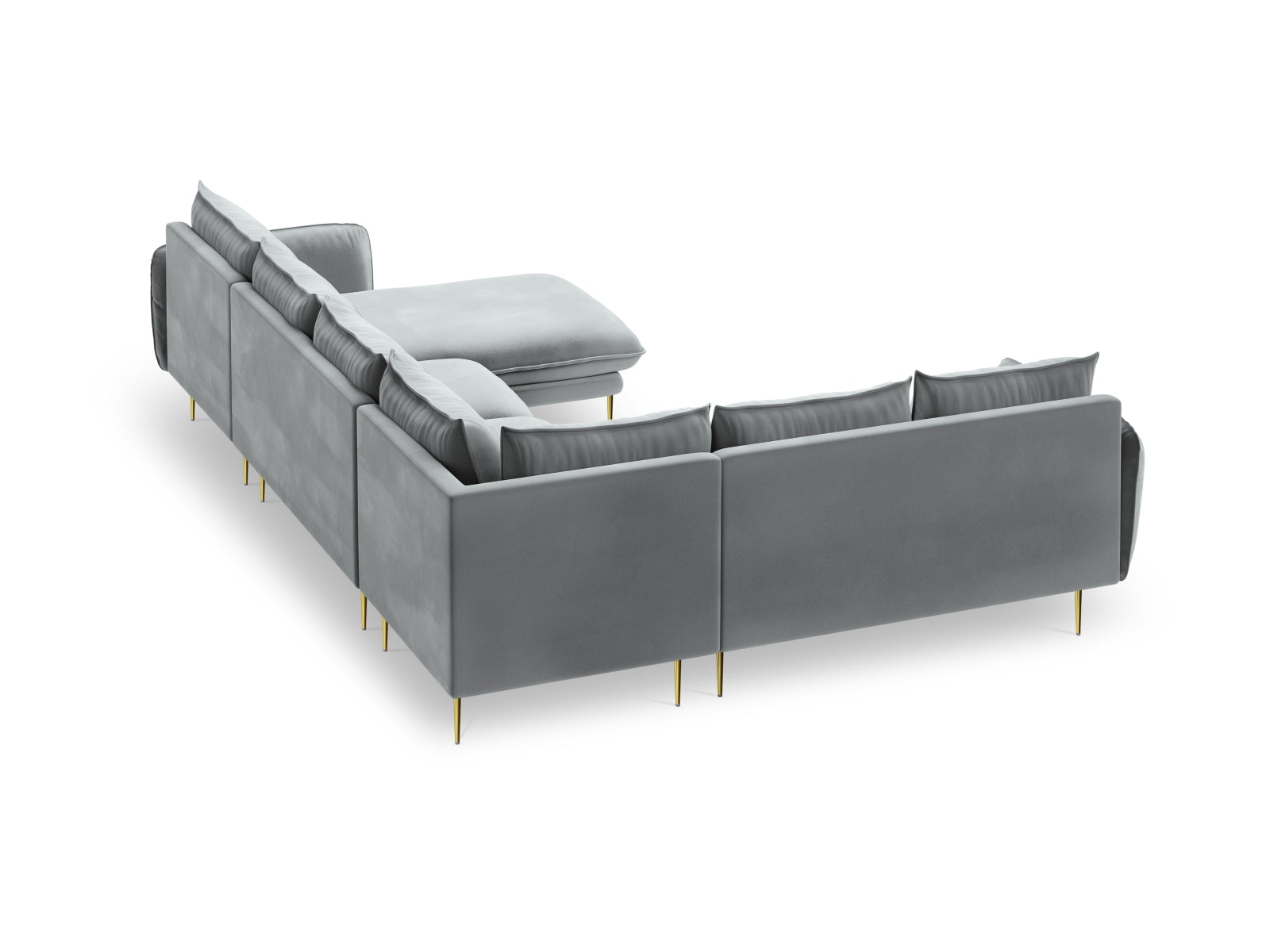 Erleben Sie das Vienna Velour Panoramic Ecksofa links – ein stilvolles 7-Sitzer Sofa mit 235 cm, das höchsten Komfort und Eleganz in Ihr Zuhause bringt.