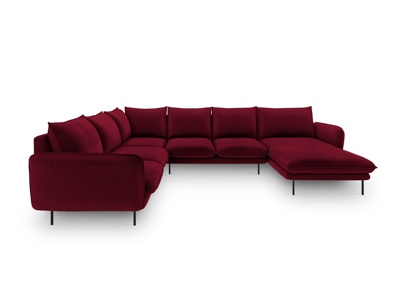 Erleben Sie das Vienna Velour Panoramic Ecksofa links – ein großzügiges 7-Sitzer Sofa mit 235 cm, das Komfort und Stil in Ihr Zuhause bringt.