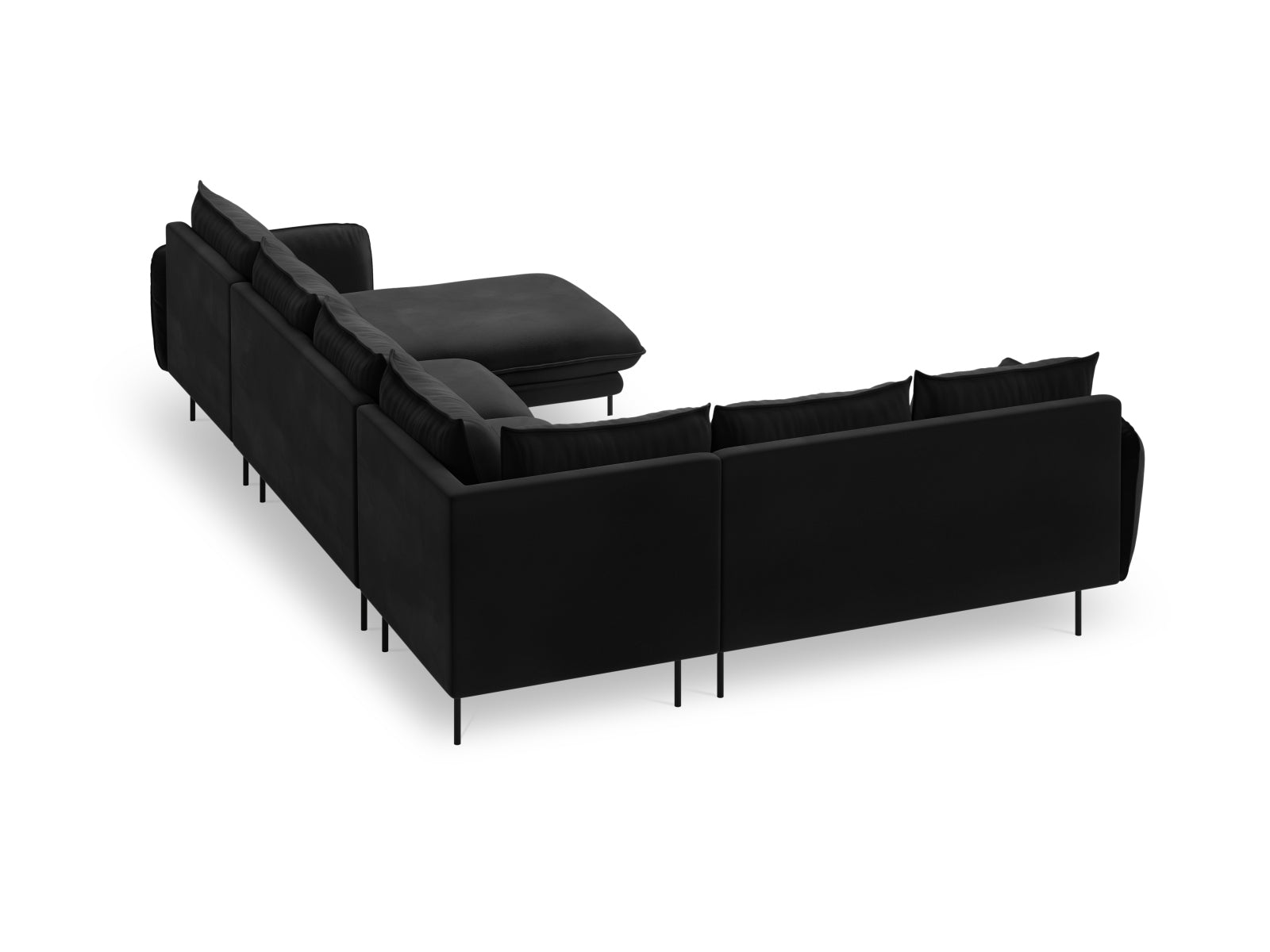 Erleben Sie das Vienna Velour Panoramic Ecksofa links – ein stilvolles 7-Sitzer Sofa mit 235 cm, das höchsten Komfort und Eleganz in Ihr Zuhause bringt.
