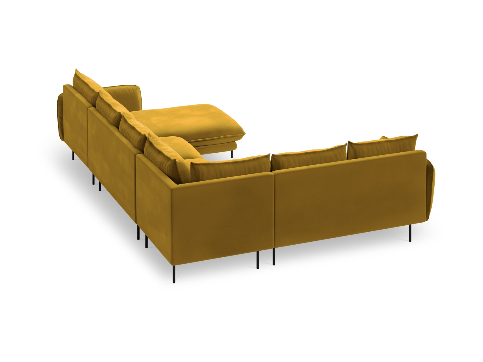 Erleben Sie das Vienna Velour Panoramic Ecksofa links – ein stilvolles 7-Sitzer Sofa mit 235 cm, das höchsten Komfort und Eleganz in Ihr Zuhause bringt.