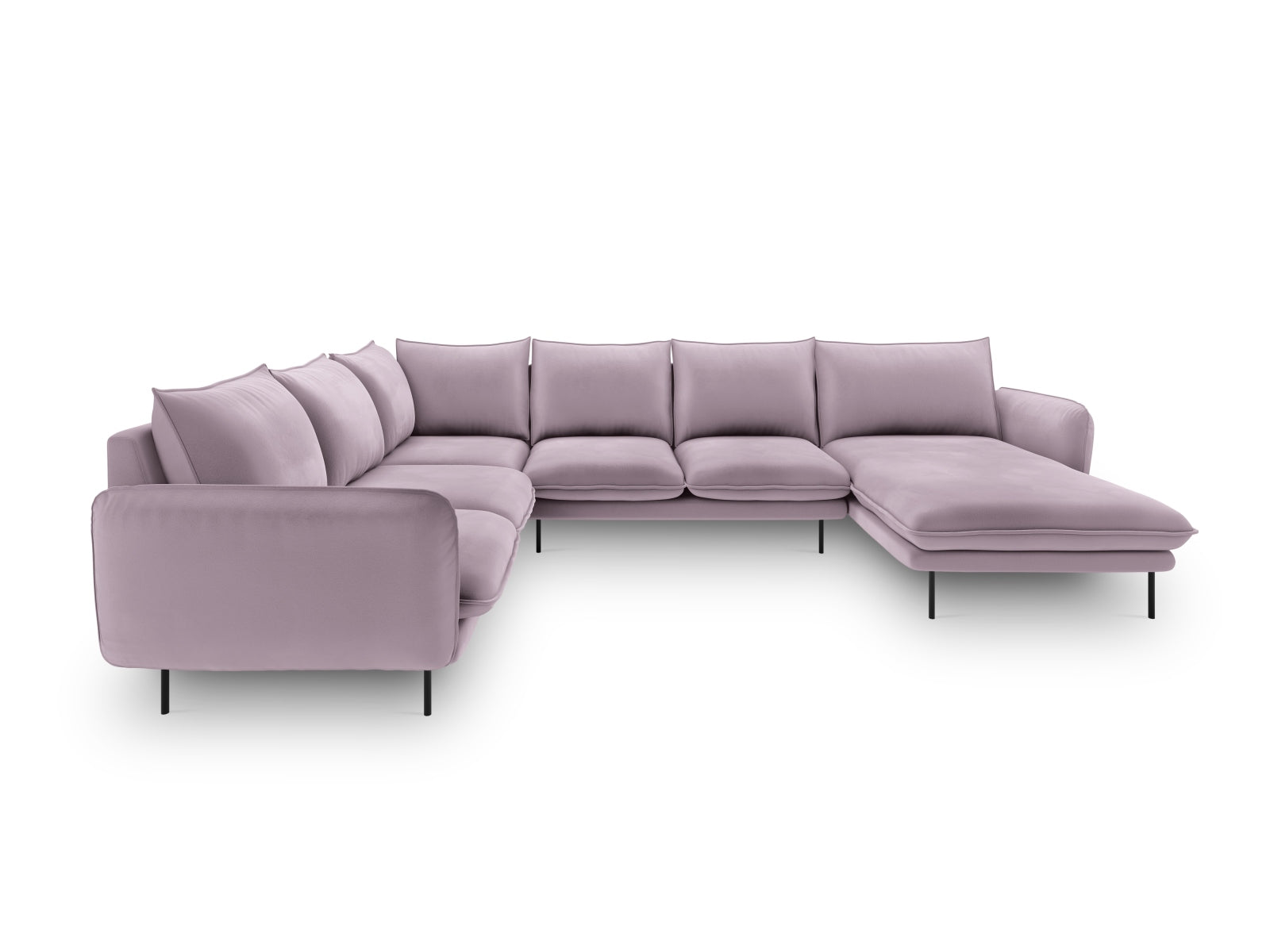 Erleben Sie das Vienna Velour Panoramic Ecksofa links – ein großzügiges 7-Sitzer Sofa mit 235 cm, das Komfort und Stil in Ihr Zuhause bringt.