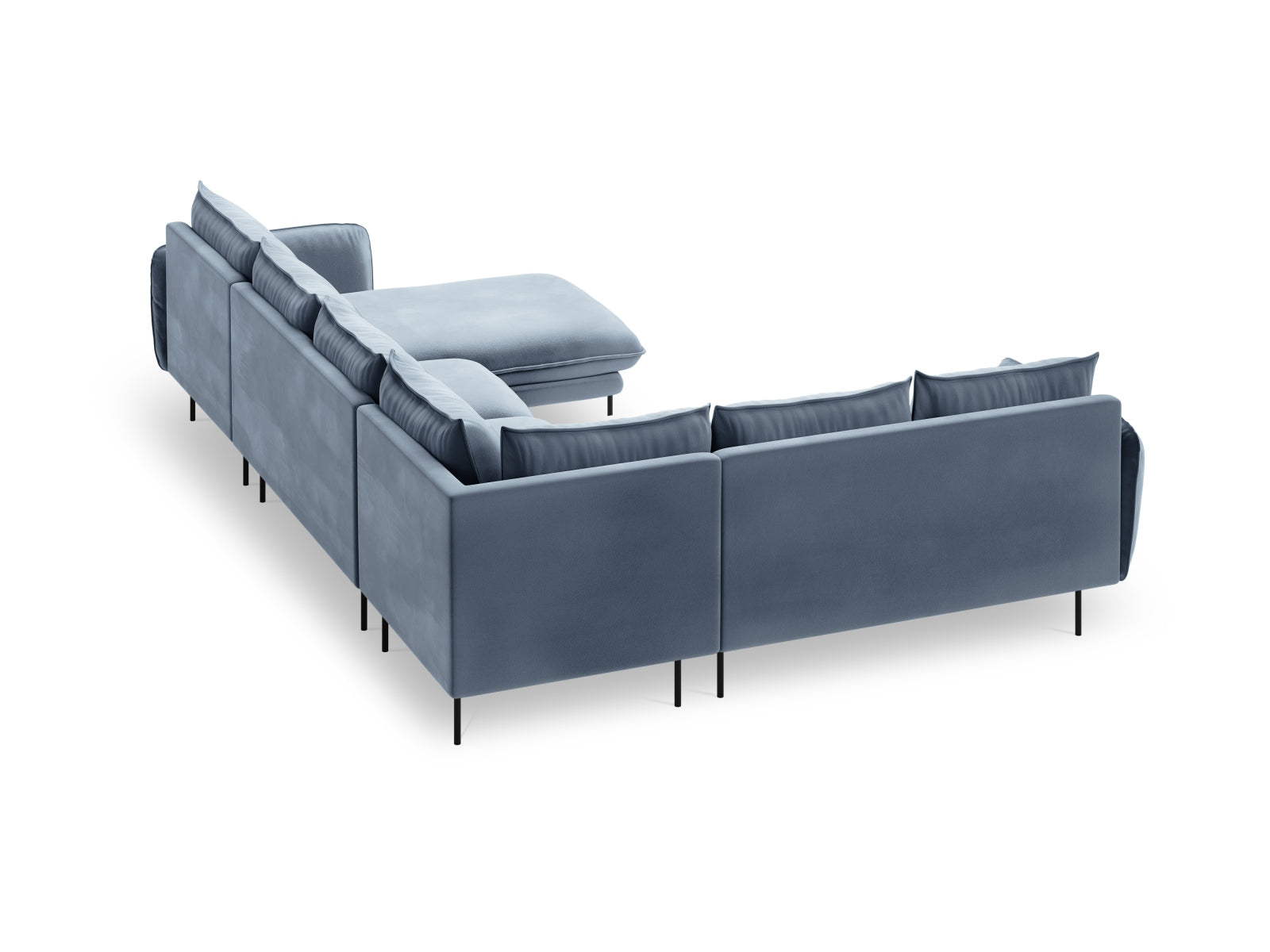 Erleben Sie das Vienna Velour Panoramic Ecksofa links – ein stilvolles 7-Sitzer Sofa mit 235 cm, das höchsten Komfort und Eleganz in Ihr Zuhause bringt.