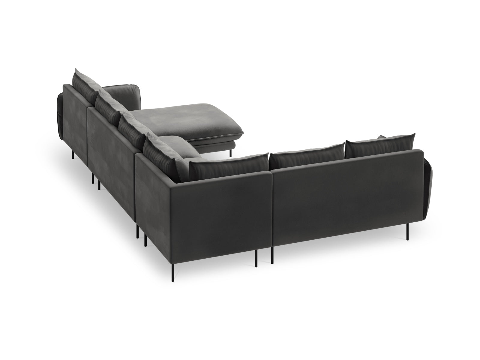 Erleben Sie das Vienna Velour Panoramic Ecksofa links – ein stilvolles 7-Sitzer Sofa mit 235 cm, das höchsten Komfort und Eleganz in Ihr Zuhause bringt.
