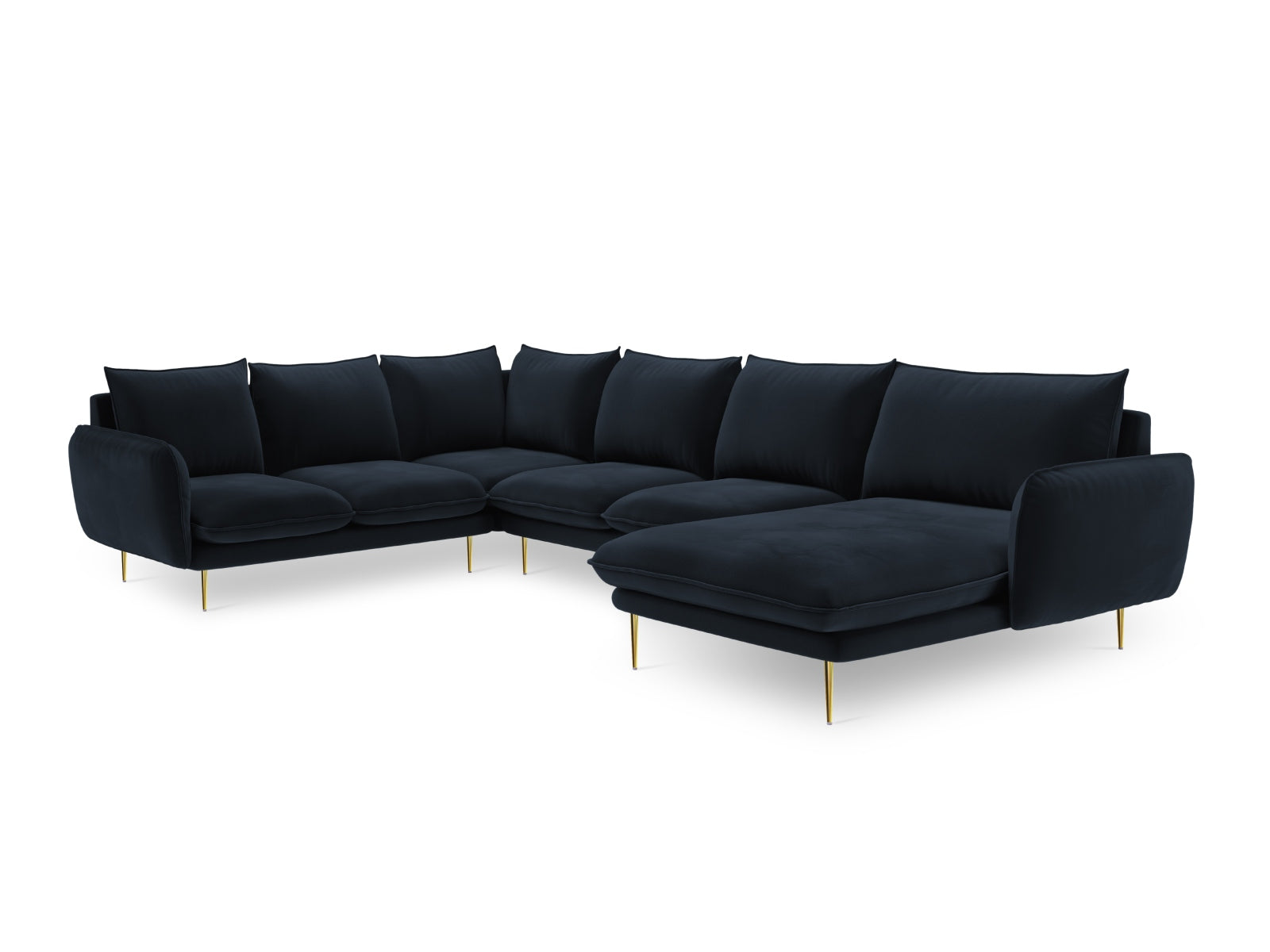 Erleben Sie das Vienna Velour Panoramic Ecksofa links – ein großzügiges 7-Sitzer Sofa mit 235 cm, das Komfort und Stil in Ihr Zuhause bringt.