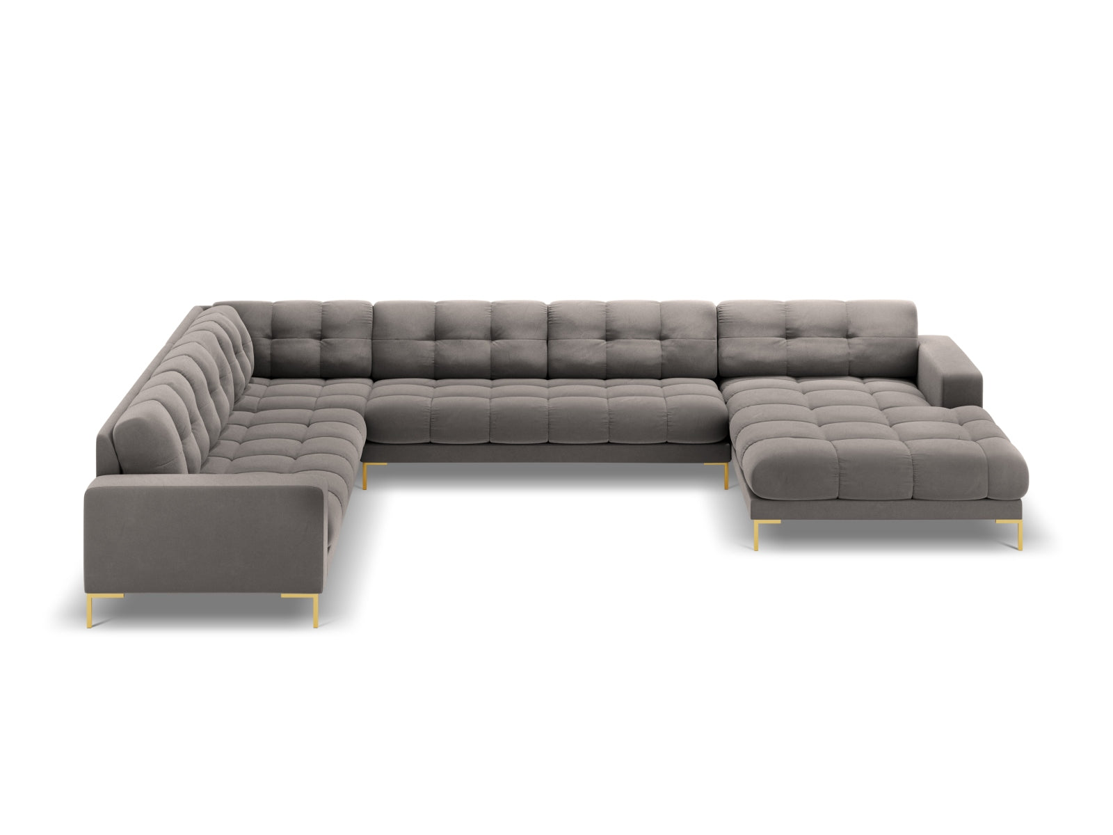 7-Sitzer Panoramic Ecksofa links Bali in Light Grey-Bluvel präsentiert im Onlineshop von KAQTU Design AG. Ecksofa links ist von Cosmopolitan Design