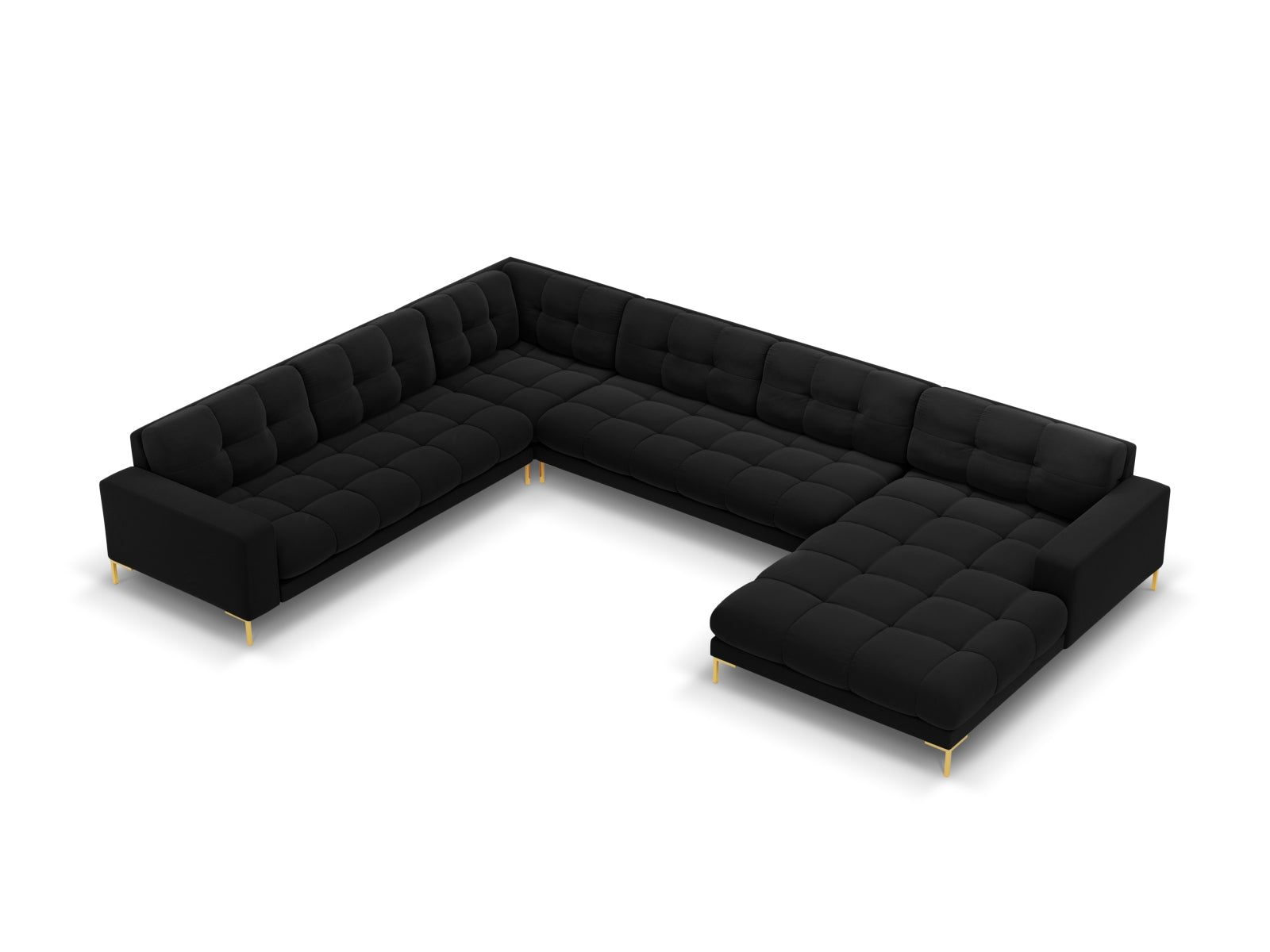 7-Sitzer Panoramic Ecksofa links Bali in Black-Bluvel präsentiert im Onlineshop von KAQTU Design AG. Ecksofa links ist von Cosmopolitan Design