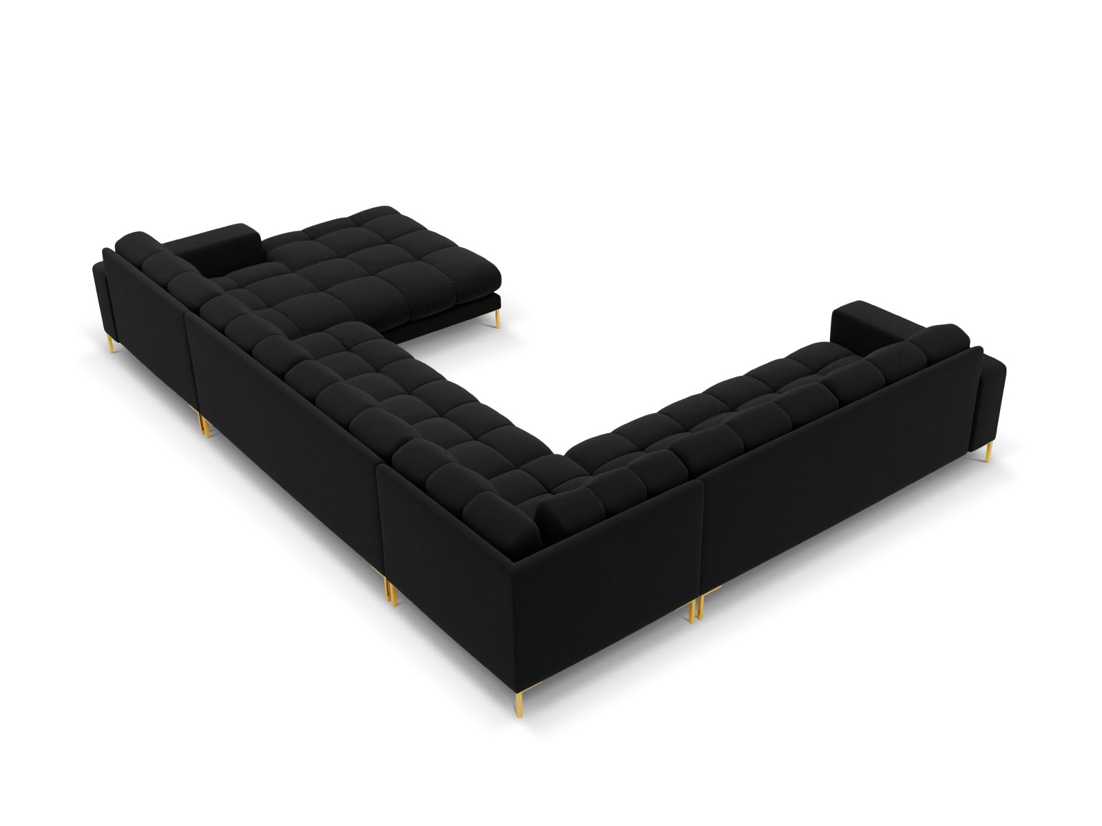 7-Sitzer Panoramic Ecksofa links Bali in Black-Bluvel präsentiert im Onlineshop von KAQTU Design AG. Ecksofa links ist von Cosmopolitan Design
