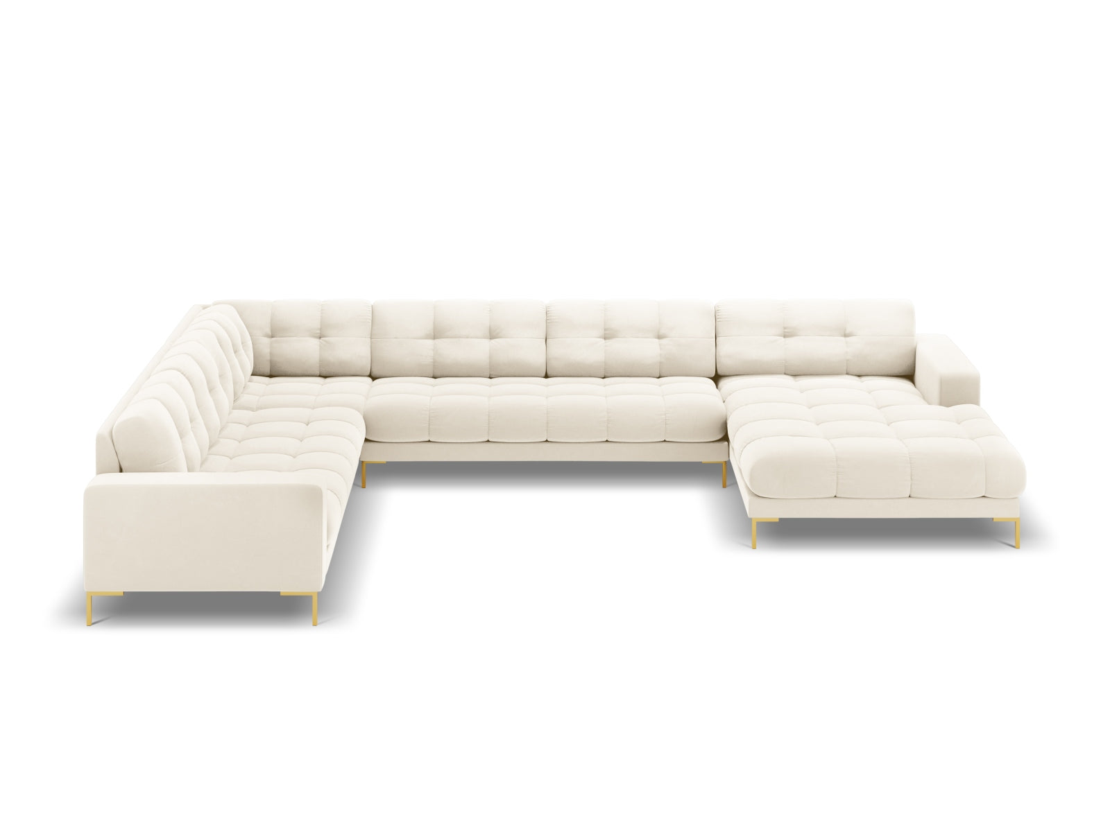 7-Sitzer Panoramic Ecksofa links Bali in Light Beige-Bluvel präsentiert im Onlineshop von KAQTU Design AG. Ecksofa links ist von Cosmopolitan Design