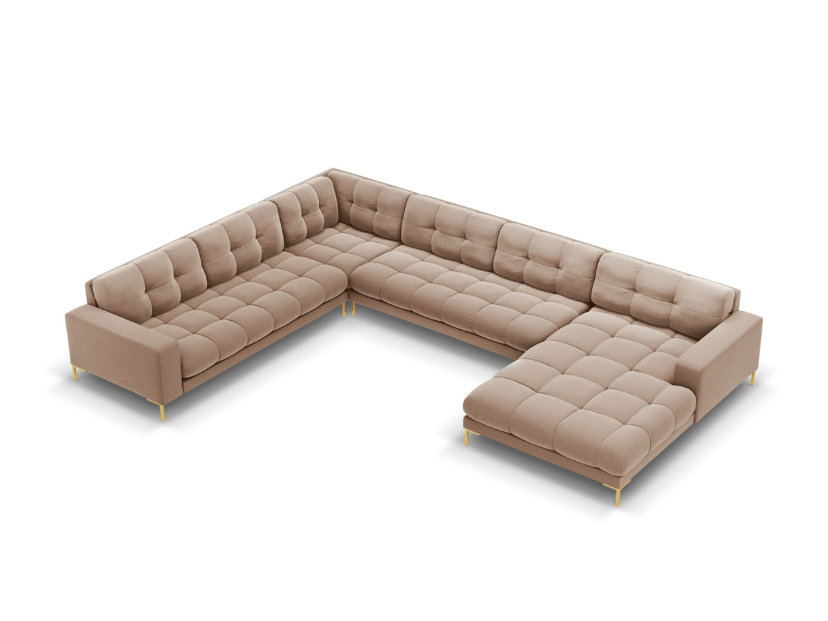 7-Sitzer Panoramic Ecksofa links Bali in Beige-Bluvel präsentiert im Onlineshop von KAQTU Design AG. Ecksofa links ist von Cosmopolitan Design
