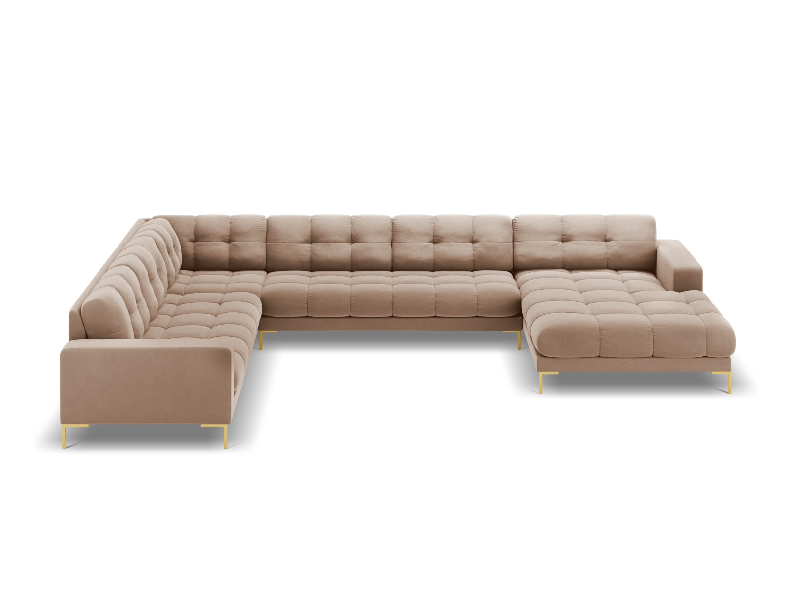 7-Sitzer Panoramic Ecksofa links Bali in Beige-Bluvel präsentiert im Onlineshop von KAQTU Design AG. Ecksofa links ist von Cosmopolitan Design