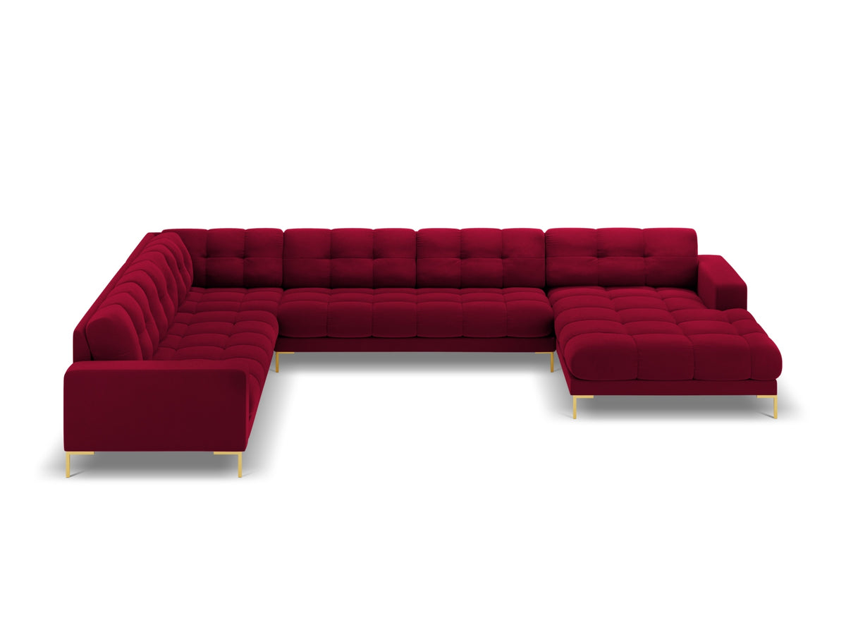 7-Sitzer Panoramic Ecksofa links Bali in Red-Bluvel präsentiert im Onlineshop von KAQTU Design AG. Ecksofa links ist von Cosmopolitan Design