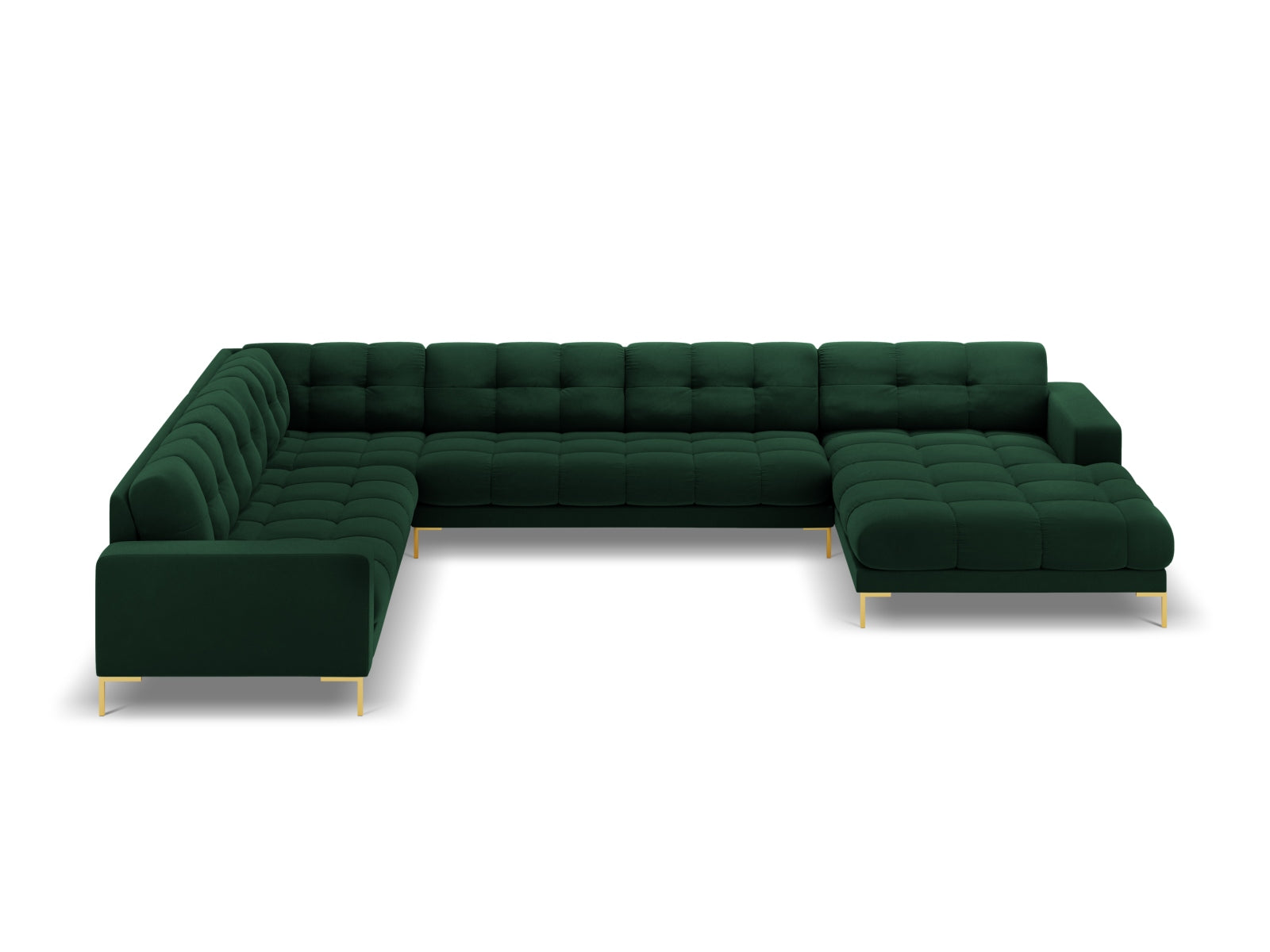 7-Sitzer Panoramic Ecksofa links Bali in Bottle Green-Bluvel präsentiert im Onlineshop von KAQTU Design AG. Ecksofa links ist von Cosmopolitan Design