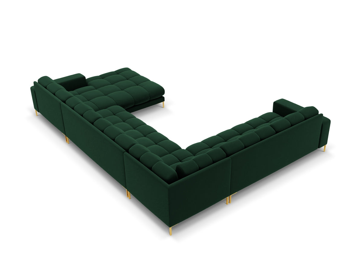 7-Sitzer Panoramic Ecksofa links Bali in Bottle Green-Bluvel präsentiert im Onlineshop von KAQTU Design AG. Ecksofa links ist von Cosmopolitan Design