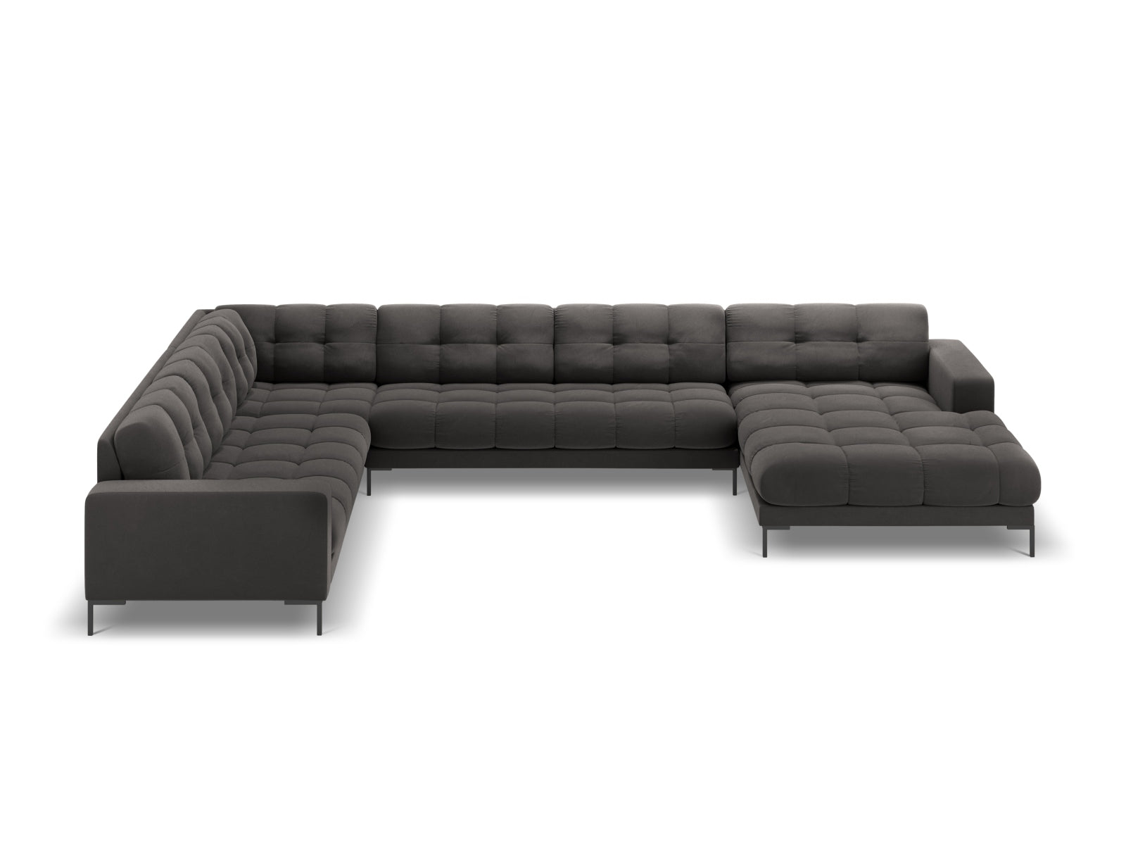 7-Sitzer Panoramic Ecksofa links Bali in Dark Grey-Bluvel präsentiert im Onlineshop von KAQTU Design AG. Ecksofa links ist von Cosmopolitan Design