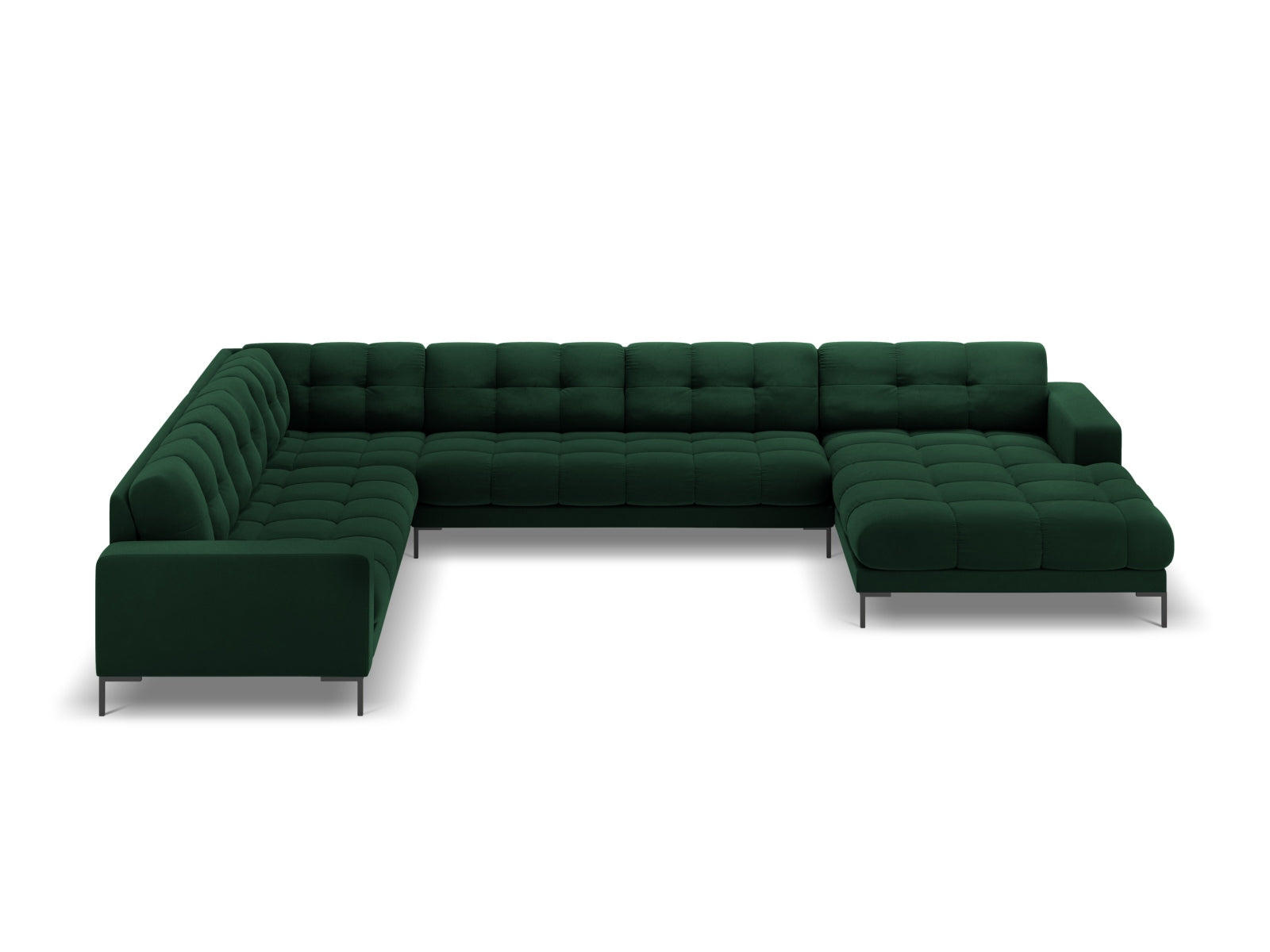 7-Sitzer Panoramic Ecksofa links Bali in Bottle Green-Bluvel präsentiert im Onlineshop von KAQTU Design AG. Ecksofa links ist von Cosmopolitan Design