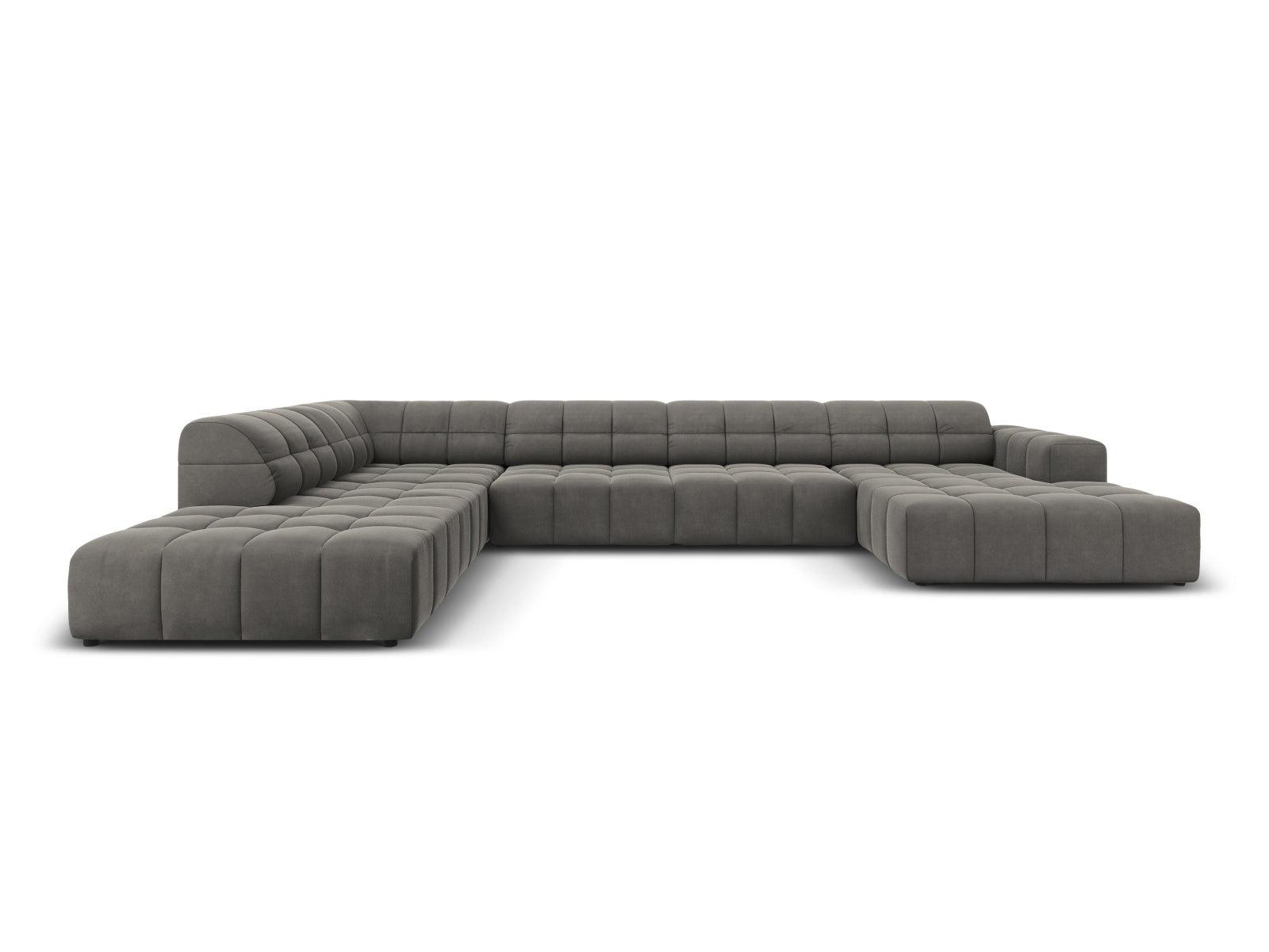 Chicago Velour Panoramic Ecksofa links 7 Sitzer 262cm in Light Grey-Bluvel präsentiert im Onlineshop von KAQTU Design AG. Ecksofa links ist von Cosmopolitan Design