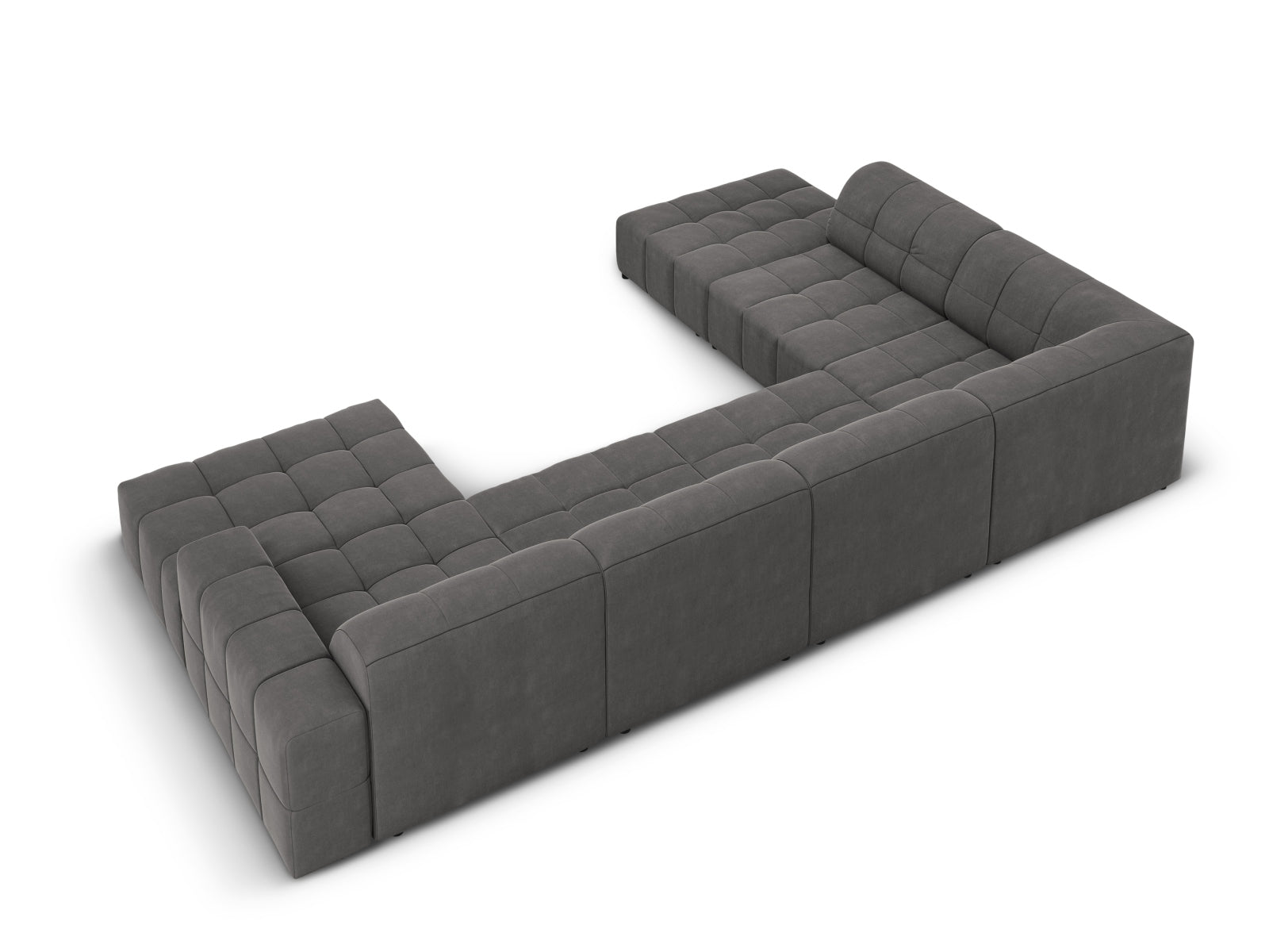 Chicago Velour Panoramic Ecksofa links 7 Sitzer 262cm in Grey präsentiert im Onlineshop von KAQTU Design AG. Ecksofa links ist von Cosmopolitan Design