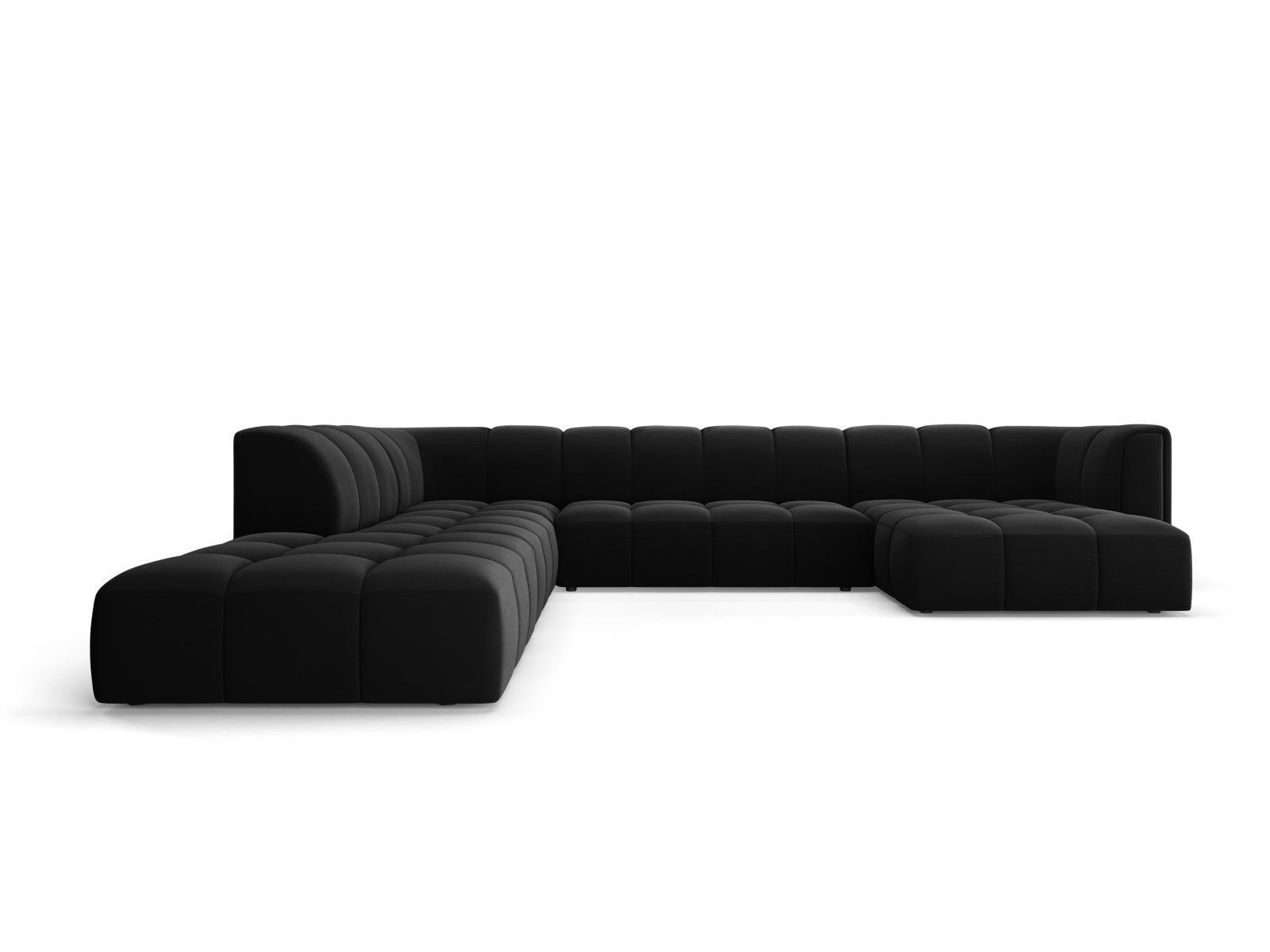 7-Sitzer Modular Ecksofa Panoramic links Moritz in Black-Bluvel präsentiert im Onlineshop von KAQTU Design AG. Ecksofa links ist von Cosmopolitan Design