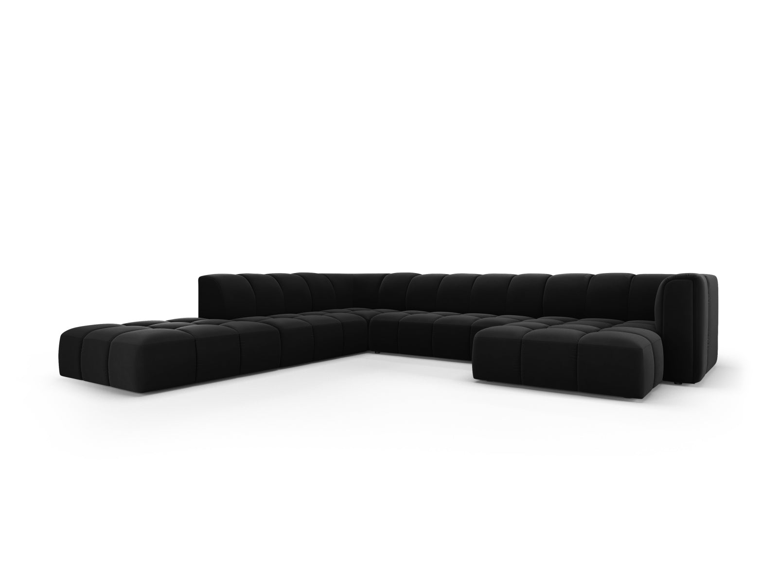 7-Sitzer Modular Ecksofa Panoramic links Moritz in Black-Bluvel präsentiert im Onlineshop von KAQTU Design AG. Ecksofa links ist von Cosmopolitan Design