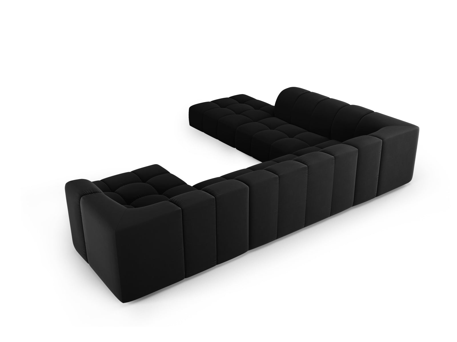 7-Sitzer Modular Ecksofa Panoramic links Moritz in Black-Bluvel präsentiert im Onlineshop von KAQTU Design AG. Ecksofa links ist von Cosmopolitan Design