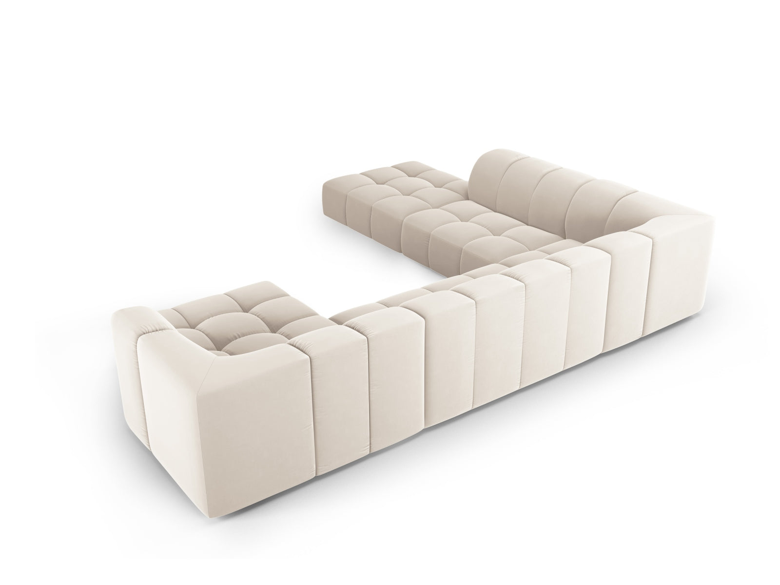 7-Sitzer Modular Ecksofa Panoramic links Moritz in Light Beige-Bluvel präsentiert im Onlineshop von KAQTU Design AG. Ecksofa links ist von Cosmopolitan Design
