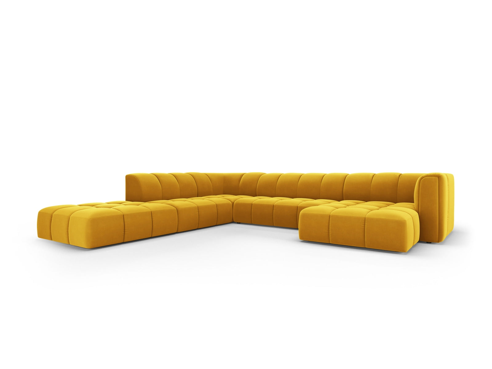7-Sitzer Modular Ecksofa Panoramic links Moritz in Yellow-Bluvel präsentiert im Onlineshop von KAQTU Design AG. Ecksofa links ist von Cosmopolitan Design