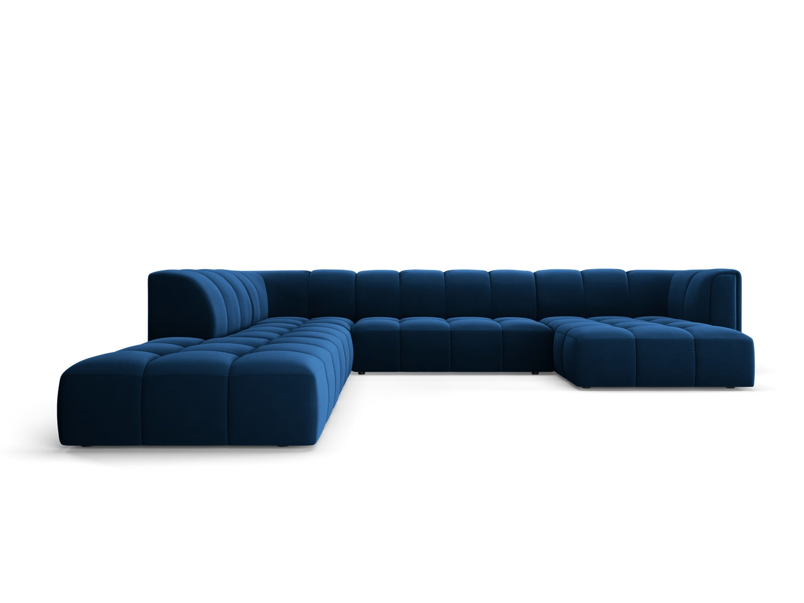 7-Sitzer Modular Ecksofa Panoramic links Moritz in Royal Blue-Bluvel präsentiert im Onlineshop von KAQTU Design AG. Ecksofa links ist von Cosmopolitan Design