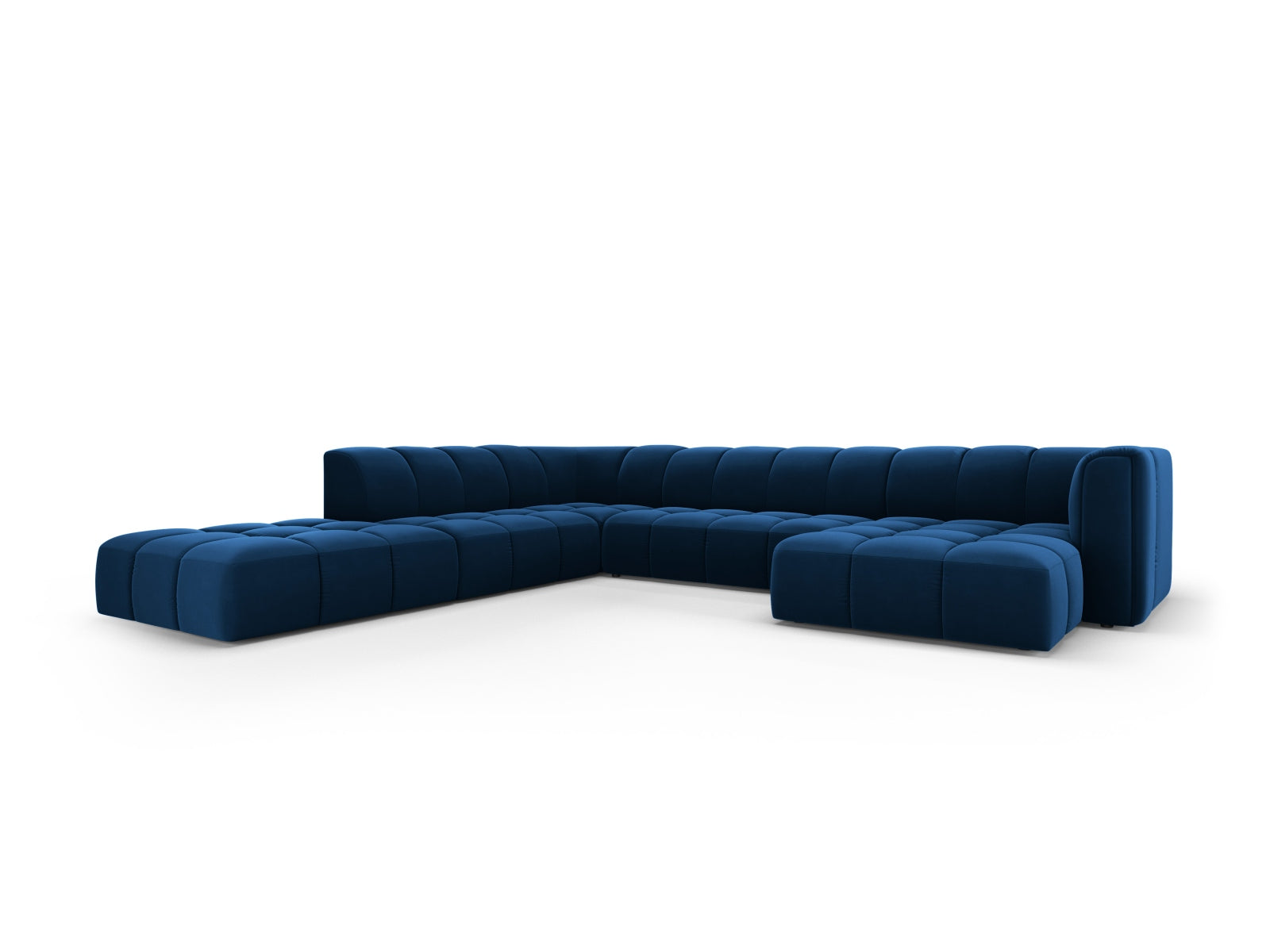 7-Sitzer Modular Ecksofa Panoramic links Moritz in Royal Blue-Bluvel präsentiert im Onlineshop von KAQTU Design AG. Ecksofa links ist von Cosmopolitan Design