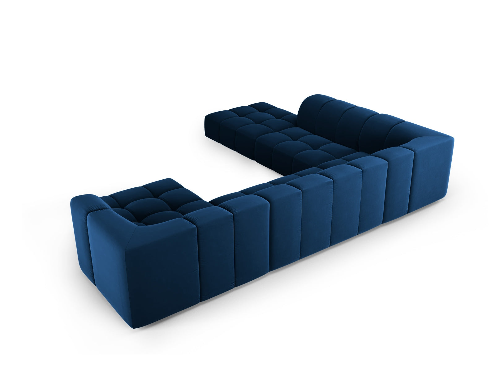7-Sitzer Modular Ecksofa Panoramic links Moritz in Royal Blue-Bluvel präsentiert im Onlineshop von KAQTU Design AG. Ecksofa links ist von Cosmopolitan Design