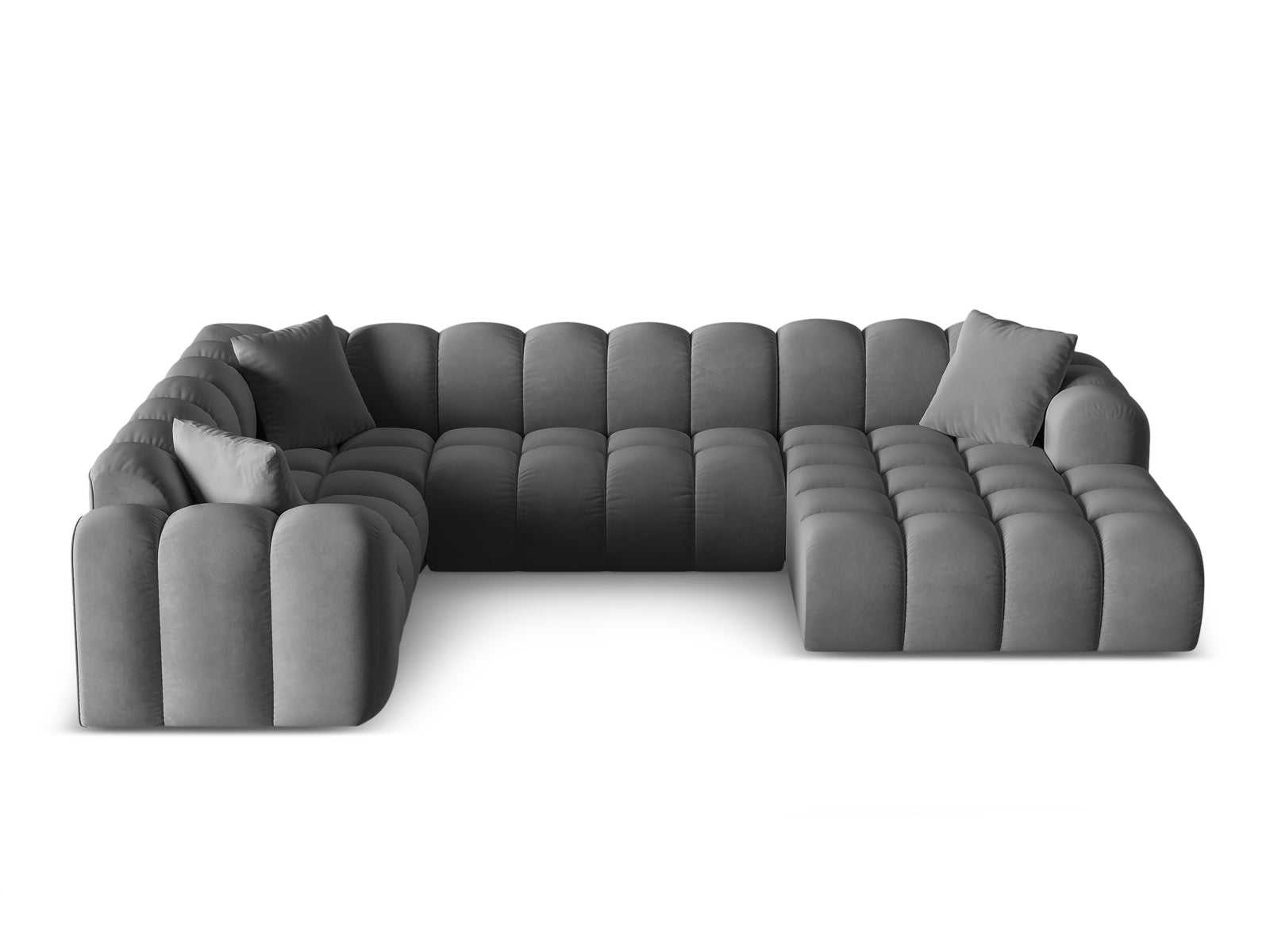 4-Sitzer Panoramic Ecksofa links Treno in Grey-Bluvel präsentiert im Onlineshop von KAQTU Design AG. Ecksofa links ist von Cosmopolitan Design