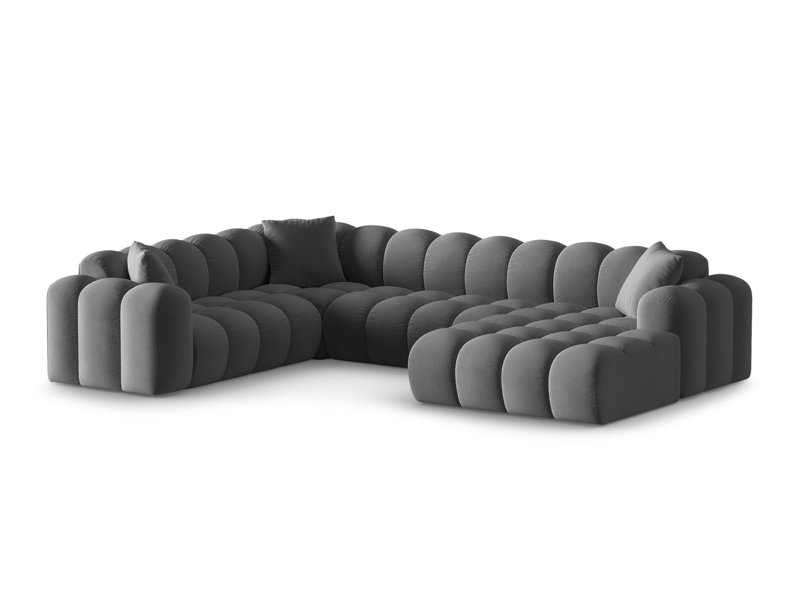 4-Sitzer Panoramic Ecksofa links Treno in Grey-Bluvel präsentiert im Onlineshop von KAQTU Design AG. Ecksofa links ist von Cosmopolitan Design