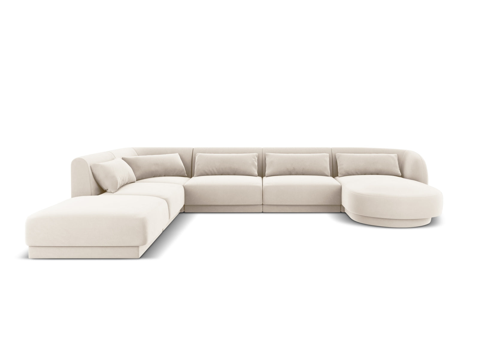 Tulum Velour Panoramic Ecksofa links 6 Sitzer 255cm in Light Beige-Bluvel präsentiert im Onlineshop von KAQTU Design AG. Ecksofa links ist von Cosmopolitan Design
