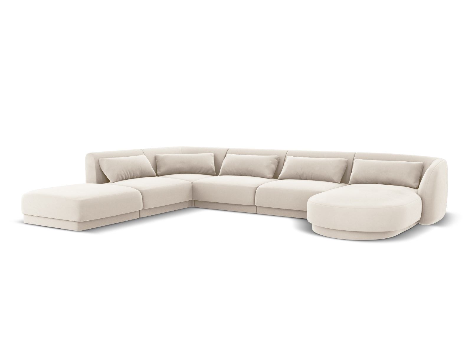 Tulum Velour Panoramic Ecksofa links 6 Sitzer 255cm in Light Beige präsentiert im Onlineshop von KAQTU Design AG. Ecksofa links ist von Cosmopolitan Design