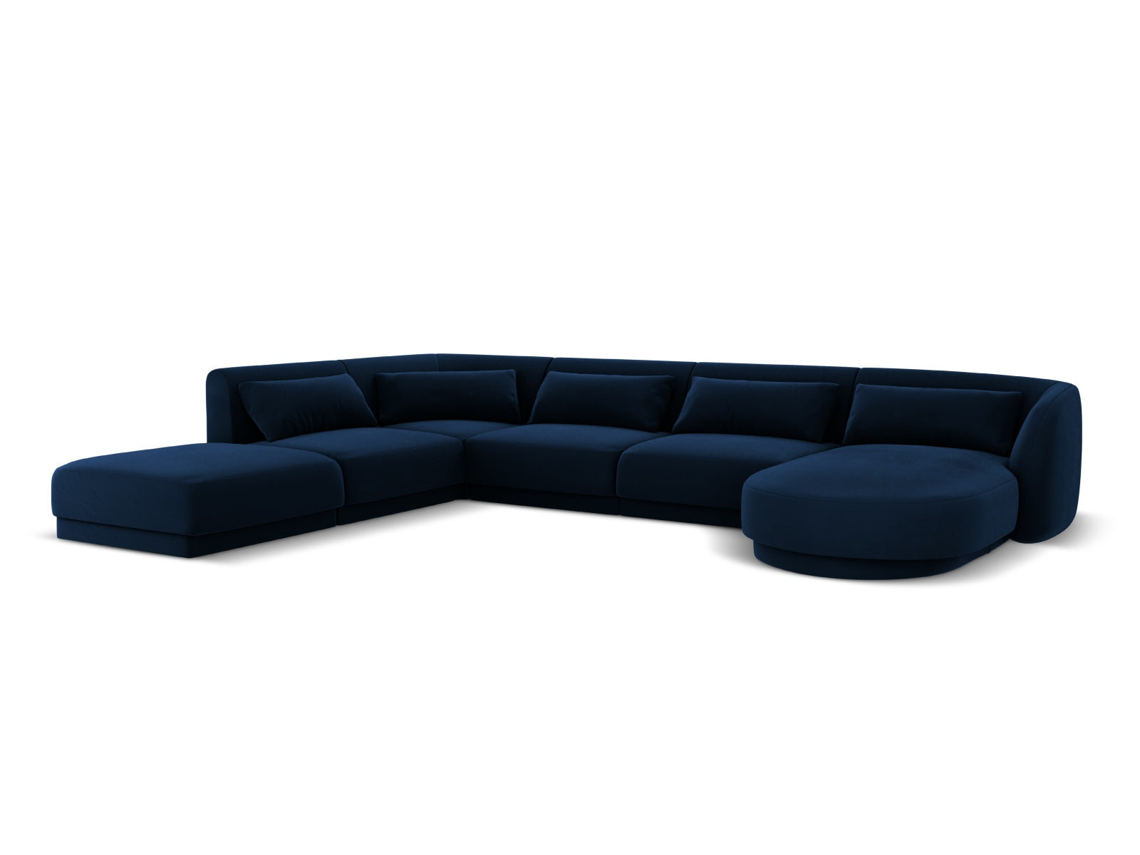 Tulum Velour Panoramic Ecksofa links 6 Sitzer 255cm in Royal Blue präsentiert im Onlineshop von KAQTU Design AG. Ecksofa links ist von Cosmopolitan Design