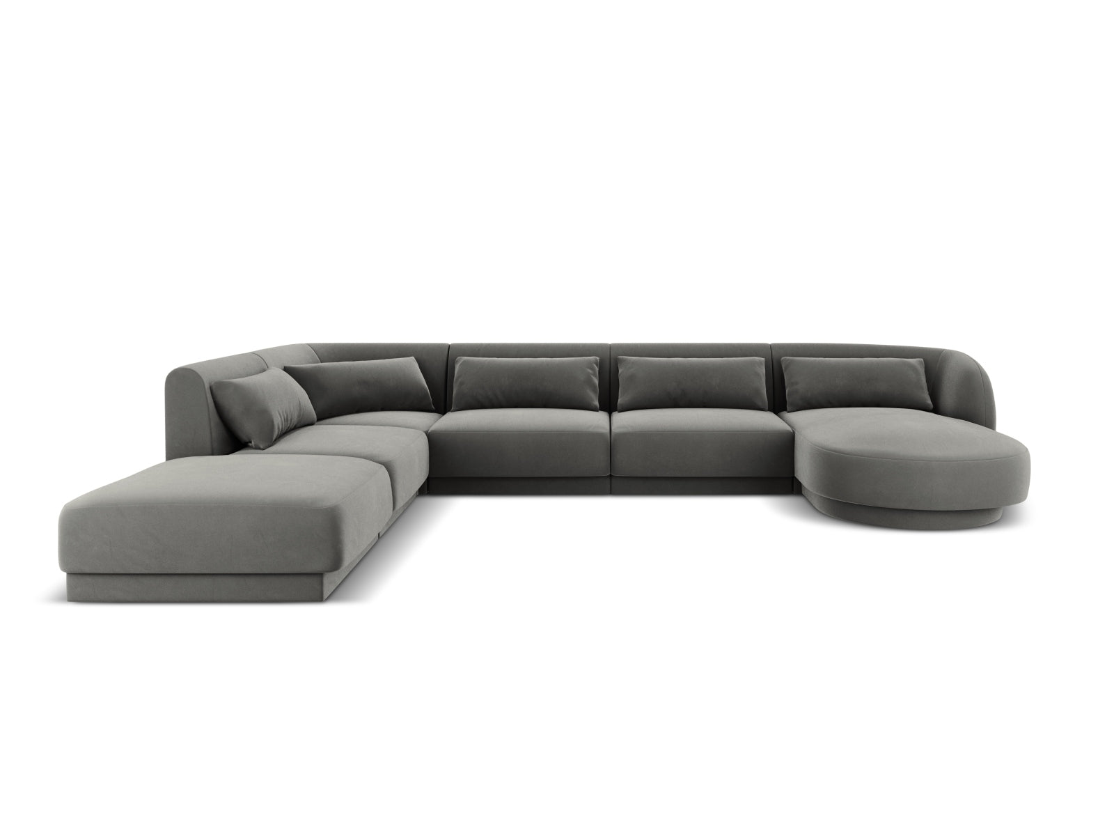 Tulum Velour Panoramic Ecksofa links 6 Sitzer 255cm in Light Grey-Bluvel präsentiert im Onlineshop von KAQTU Design AG. Ecksofa links ist von Cosmopolitan Design
