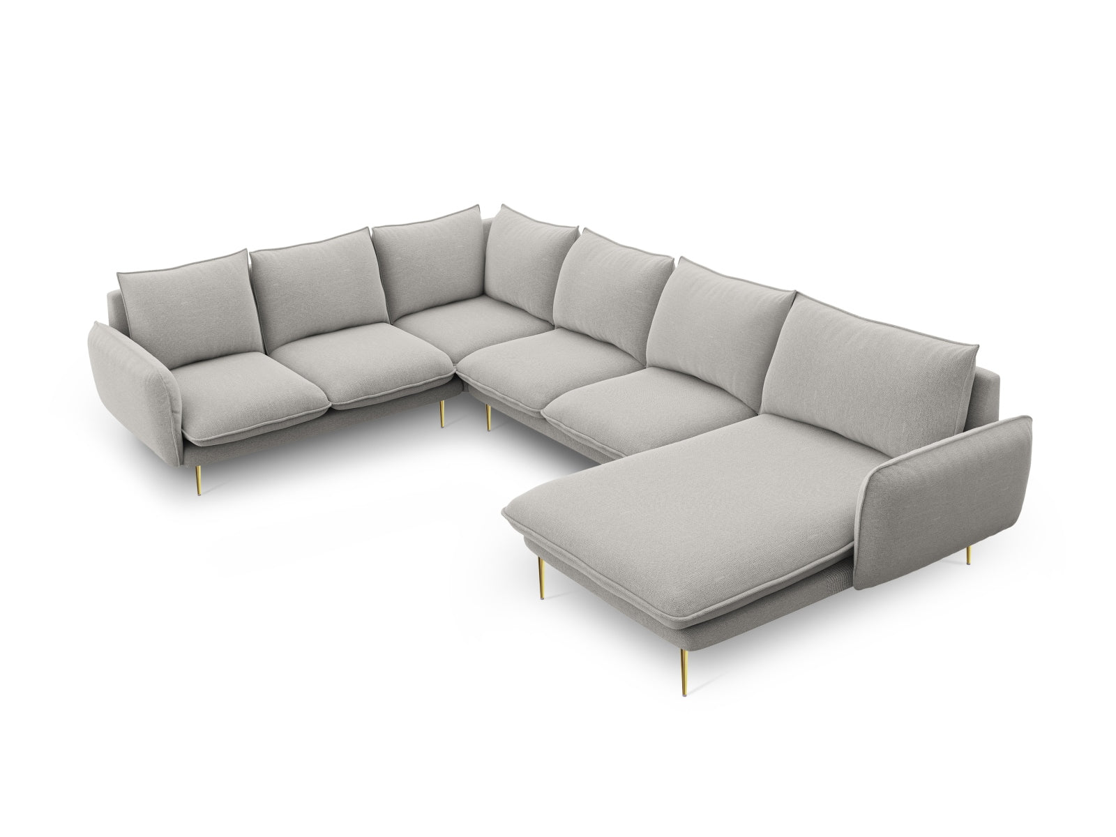 Vienna Panoramic Ecksofa links 7 Sitzer 235cm in Light Grey/Gold präsentiert im Onlineshop von KAQTU Design AG. Ecksofa links ist von Cosmopolitan Design