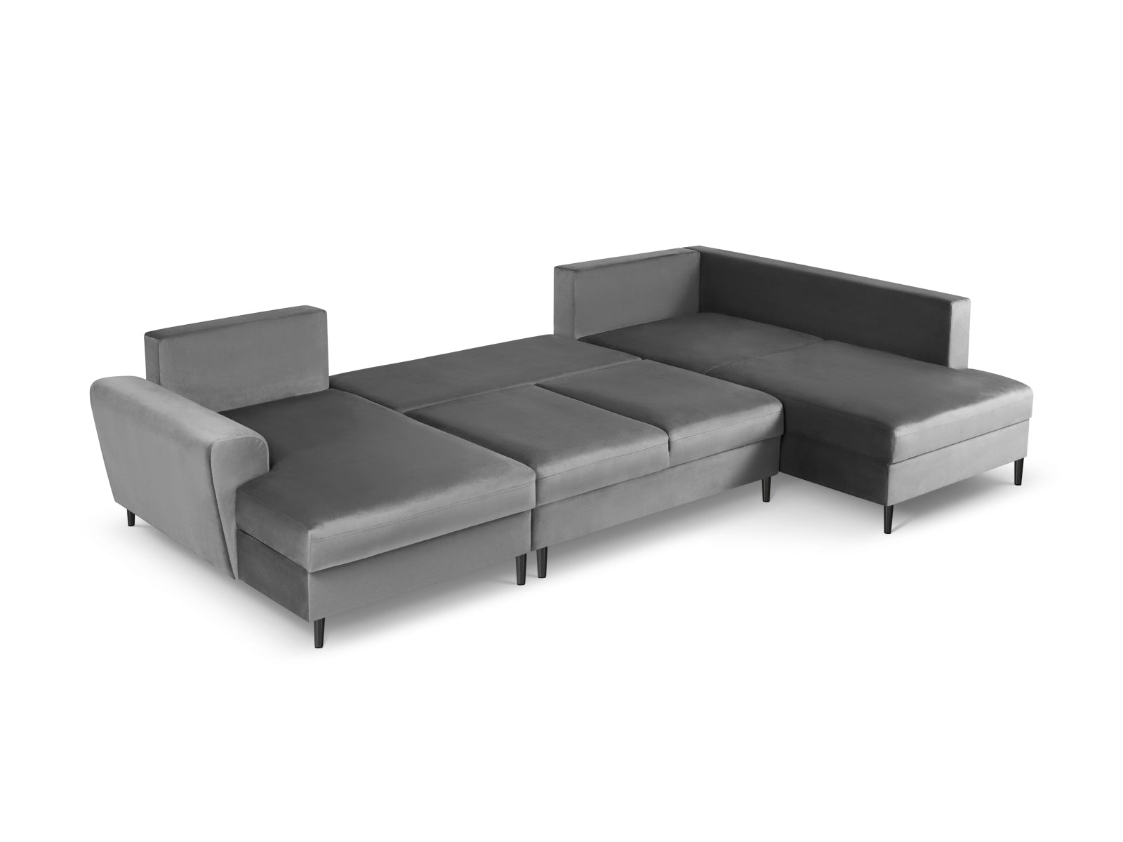Erleben Sie das Kyoto Velour Panoramic Ecksofa rechts – ein stilvolles 7-Sitzer Sofa mit luxuriösem Velour, Schlaffunktion und praktischem Stauraum.