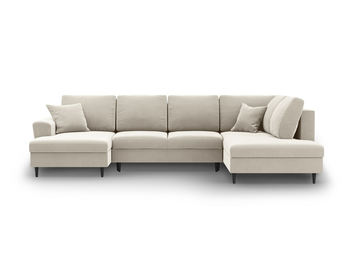 Kyoto Panoramic Right Sofa mit Stauraum und Schlaffunktion 7 Sitzer 194cm in Light Beige-Riviera präsentiert im Onlineshop von KAQTU Design AG. Bettsofa rechts ist von Cosmopolitan Design