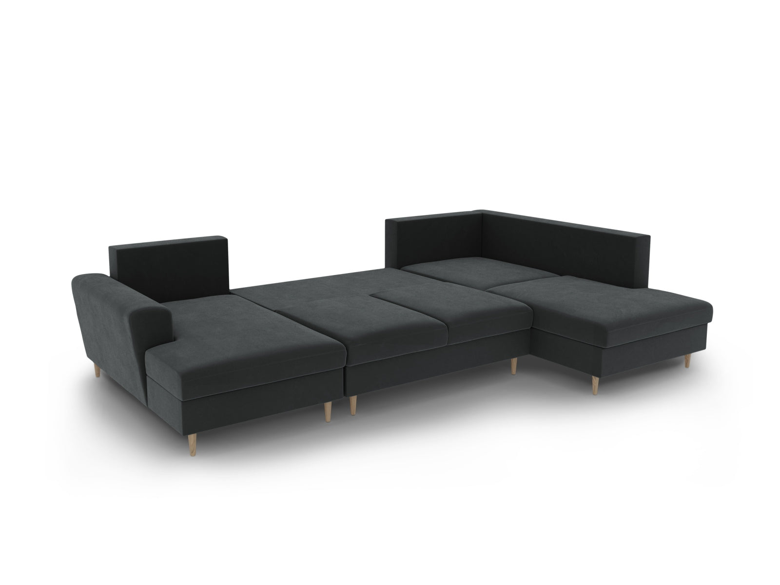 Entdecken Sie das Kyoto Velour Panoramic Sofa – ein stilvolles 7-Sitzer Möbelstück mit cleverem Stauraum und komfortabler Schlaffunktion für Ihr Wohnzimmer.