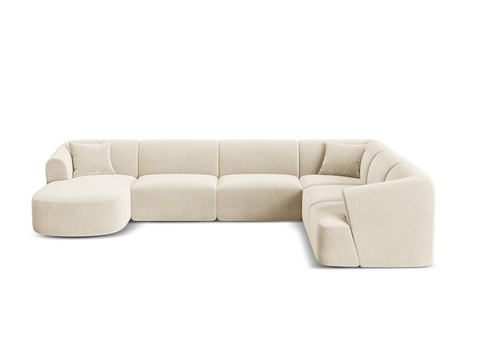 Campi Velour Modular Panoramic Ecksofa rechts 7 Sitzer in Light Beige präsentiert im Onlineshop von KAQTU Design AG. Ecksofa rechts ist von Cosmopolitan Design