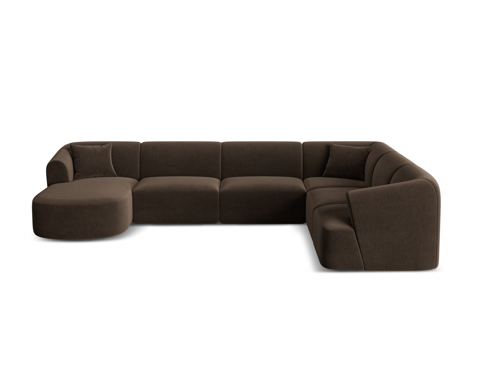 Campi Velour Modular Panoramic Ecksofa rechts 7 Sitzer in Chocolate präsentiert im Onlineshop von KAQTU Design AG. Ecksofa rechts ist von Cosmopolitan Design