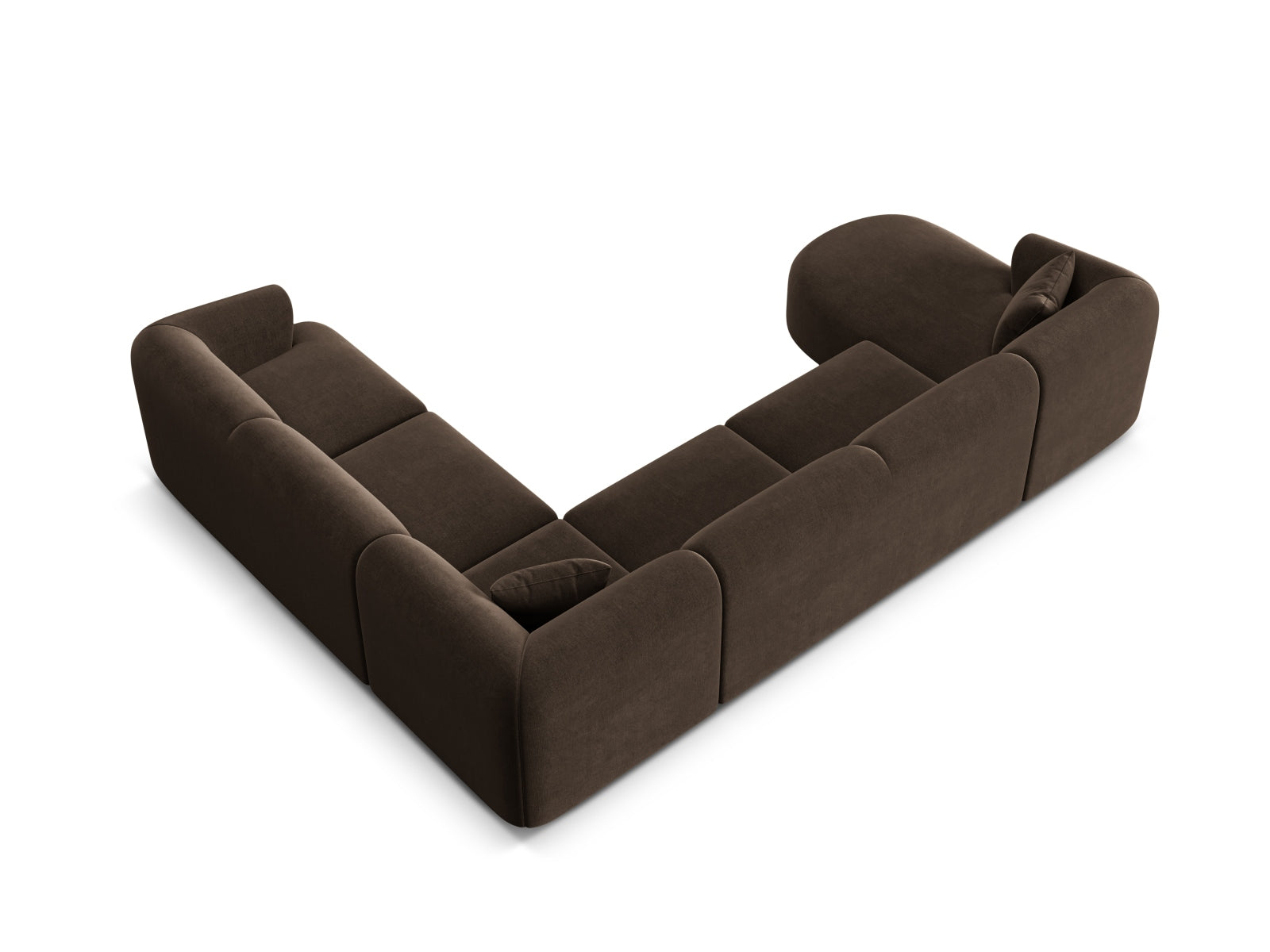 Erleben Sie das elegante Campi Velour Modular Panoramic Ecksofa rechts 7 Sitzer von Cosmopolitan Design – ideal für Ihr modernes Zuhause, flexibel und komfortabel.