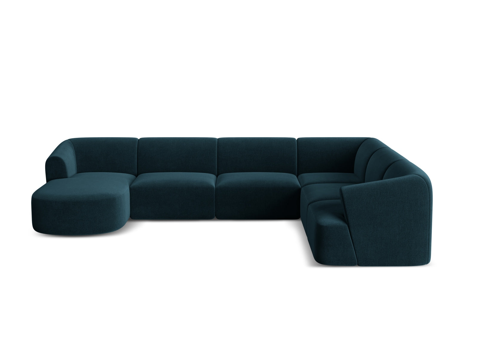 Entdecken Sie das stilvolle Campi Velour Modular Panoramic Ecksofa rechts 7 Sitzer von Cosmopolitan Design – perfekt für Ihr modernes Wohnzimmer, flexibel und bequem.