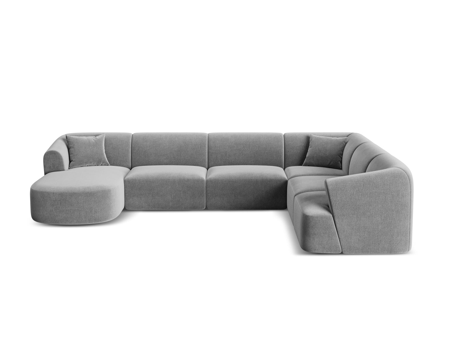Campi Velour Modular Panoramic Ecksofa rechts 7 Sitzer in Grey präsentiert im Onlineshop von KAQTU Design AG. Ecksofa rechts ist von Cosmopolitan Design